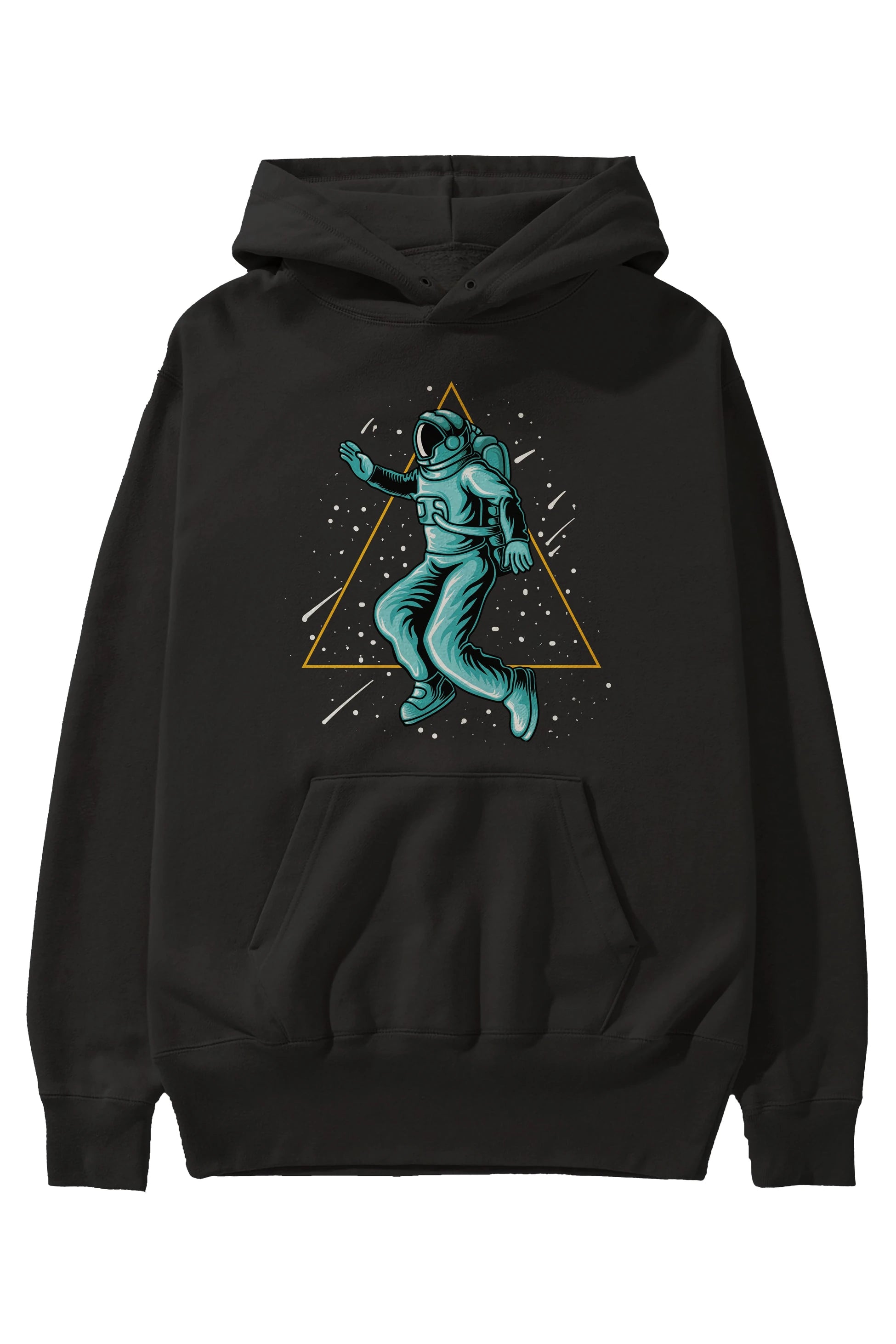 Astronaut Starry Triangle Ön Baskılı Hoodie Oversize Kapüşonlu Sweatshirt Erkek Kadın Unisex