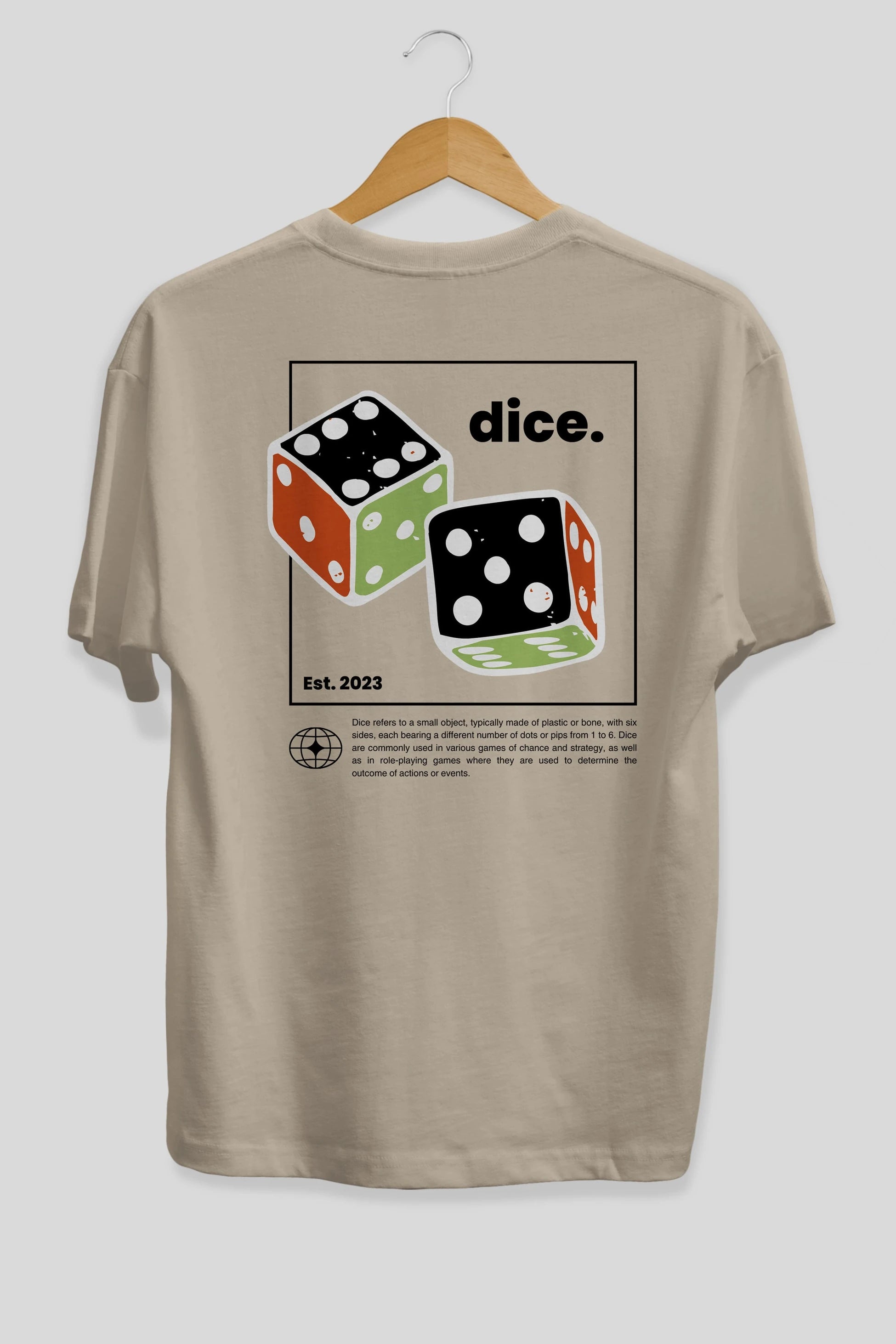 Dice Yazılı Arka Baskılı Oversize t-shirt Erkek Kadın Unisex