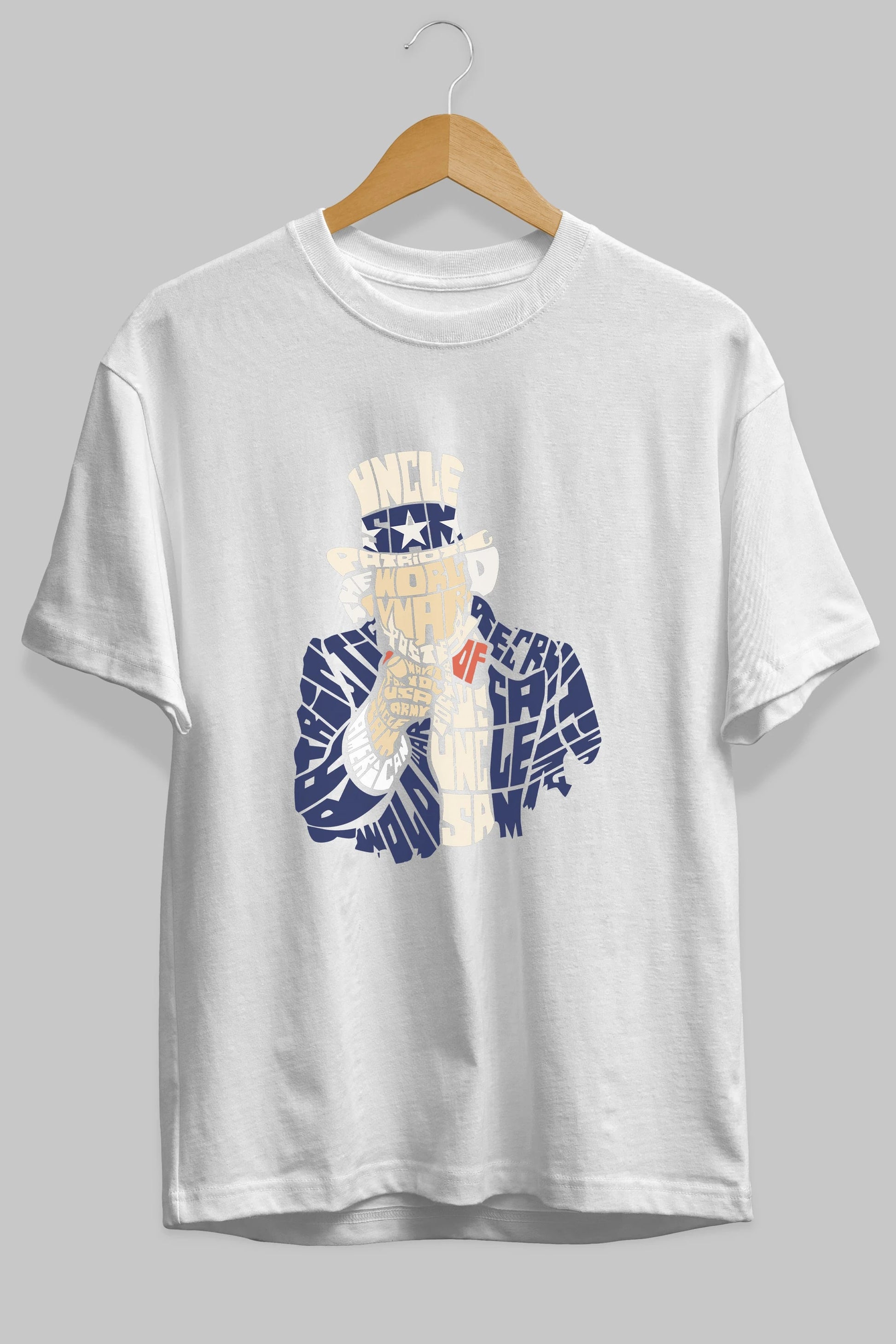 Uncle Sam Ön Baskılı Oversize t-shirt %100 pamuk Erkek Kadın Unisex