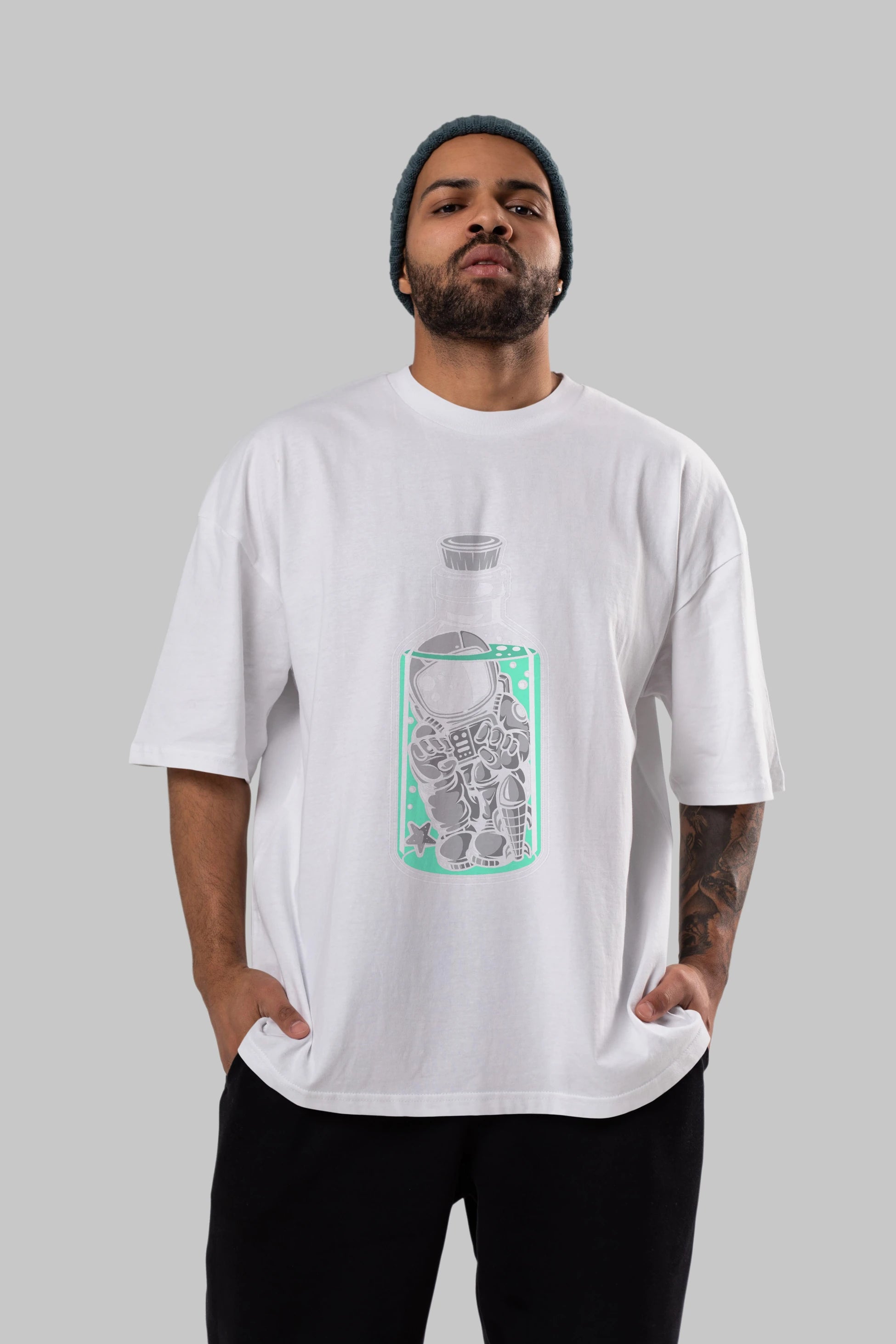Astronaut in The Bottle Ön Baskılı Oversize t-shirt Erkek Kadın Unisex