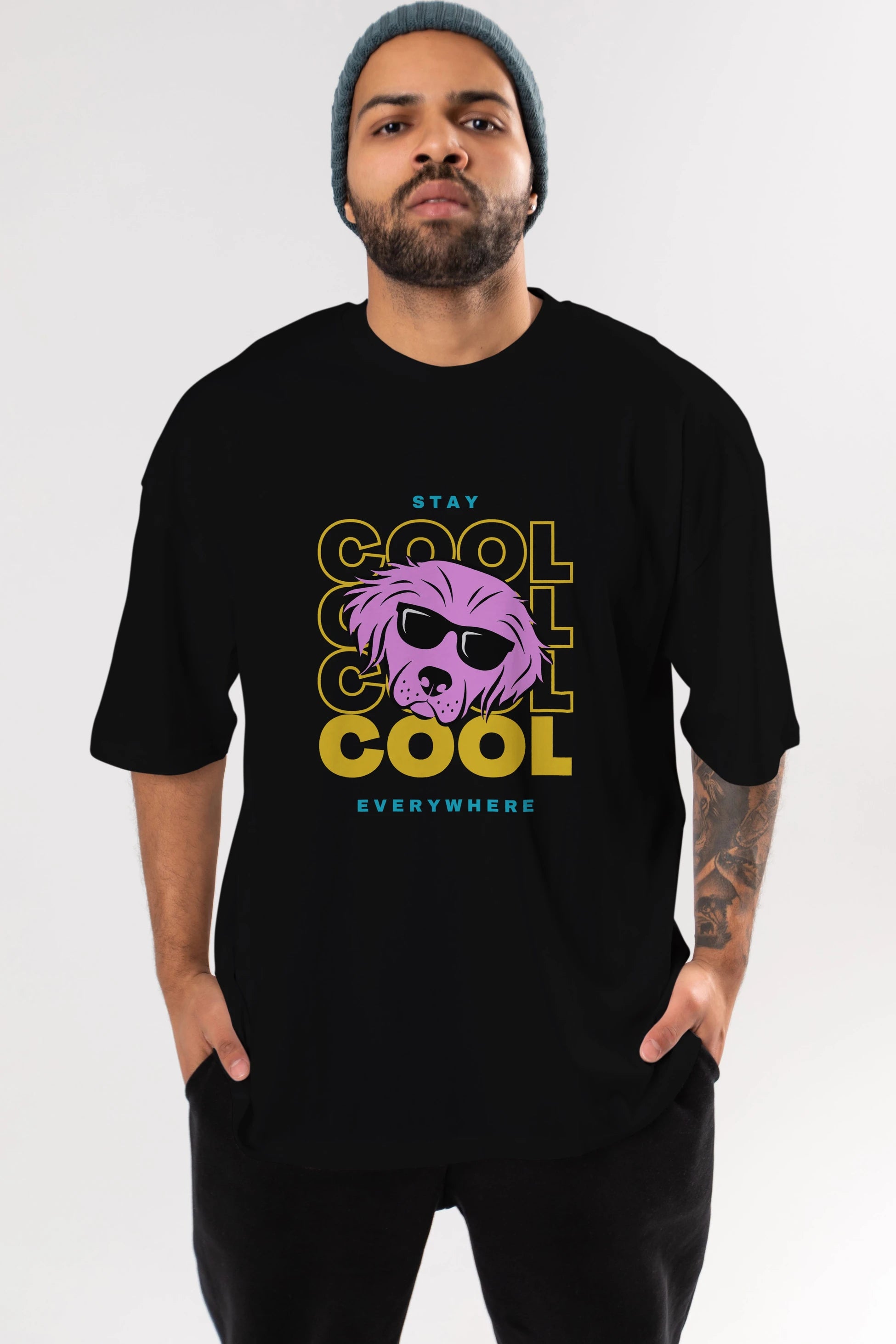 Cool Dog 2 Ön Baskılı Oversize t-shirt Erkek Kadın Unisex