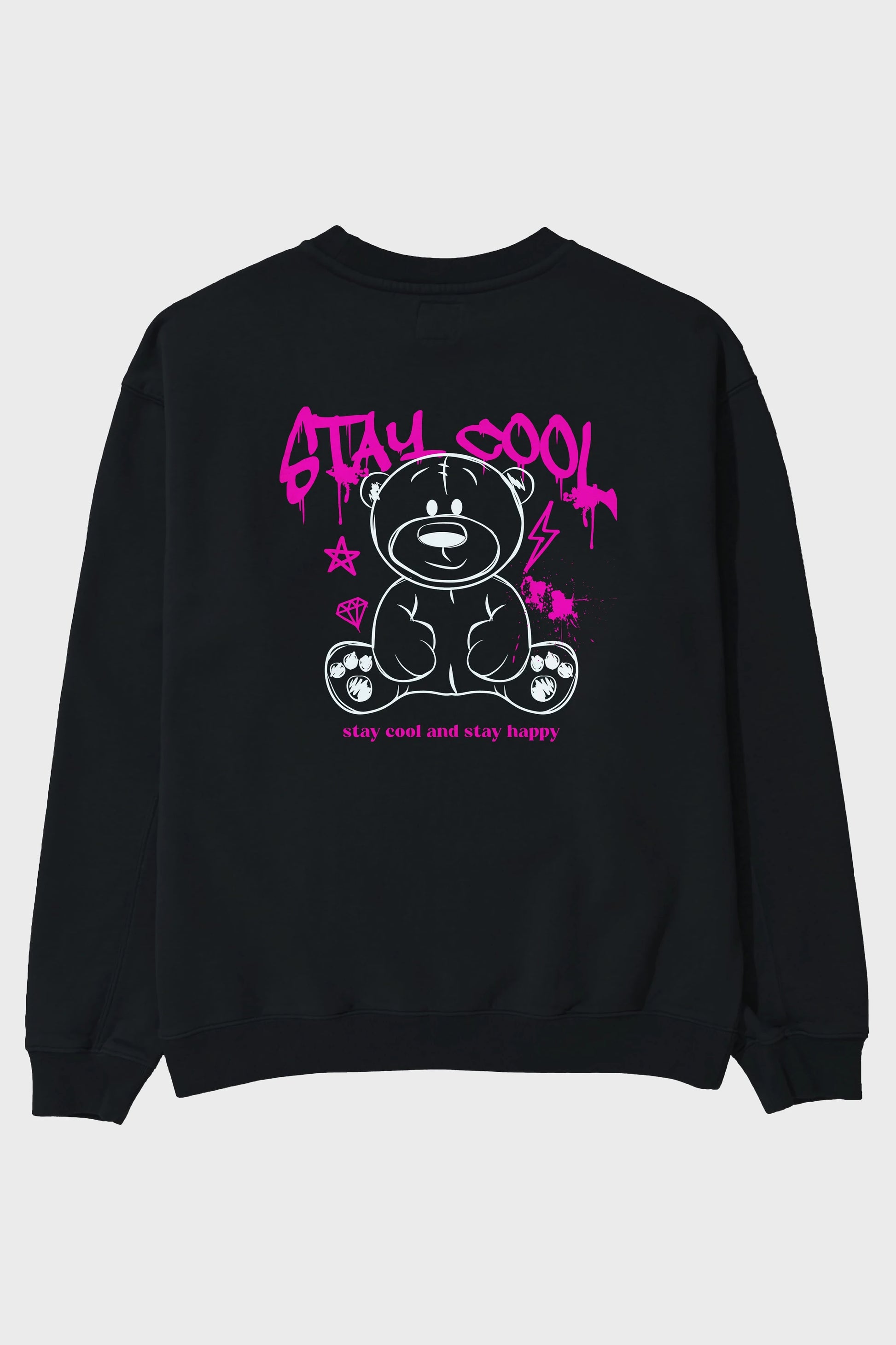 Teddy Bear Stay Cool Arka Baskılı Oversize Sweatshirt Erkek Kadın Unisex