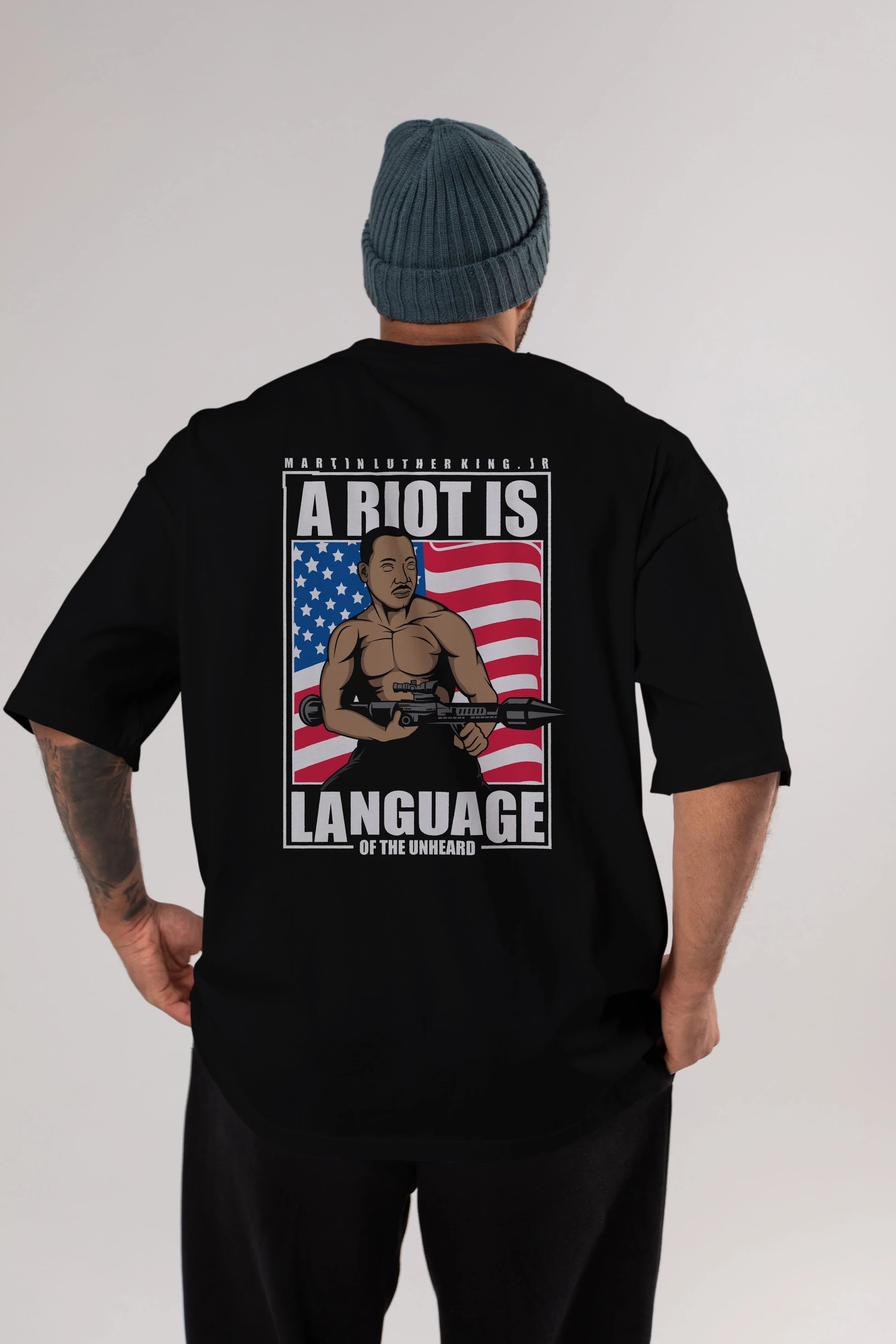 Luther King Jr Rambo Arka Baskılı Oversize t-shirt Erkek Kadın Unisex %100 Pamuk tişort