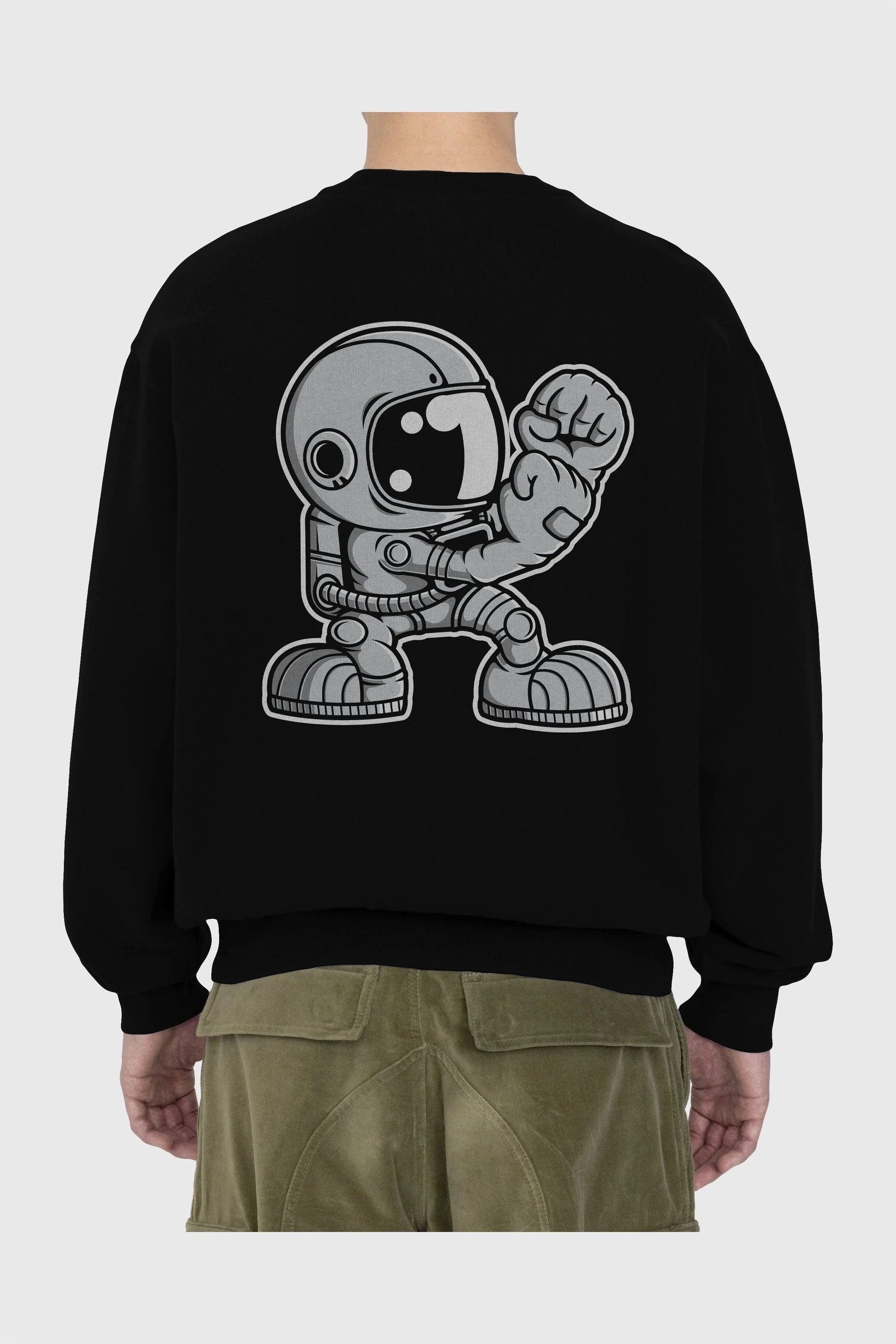 Astronaut Fighting Irish Arka Baskılı Oversize Sweatshirt Erkek Kadın Unisex