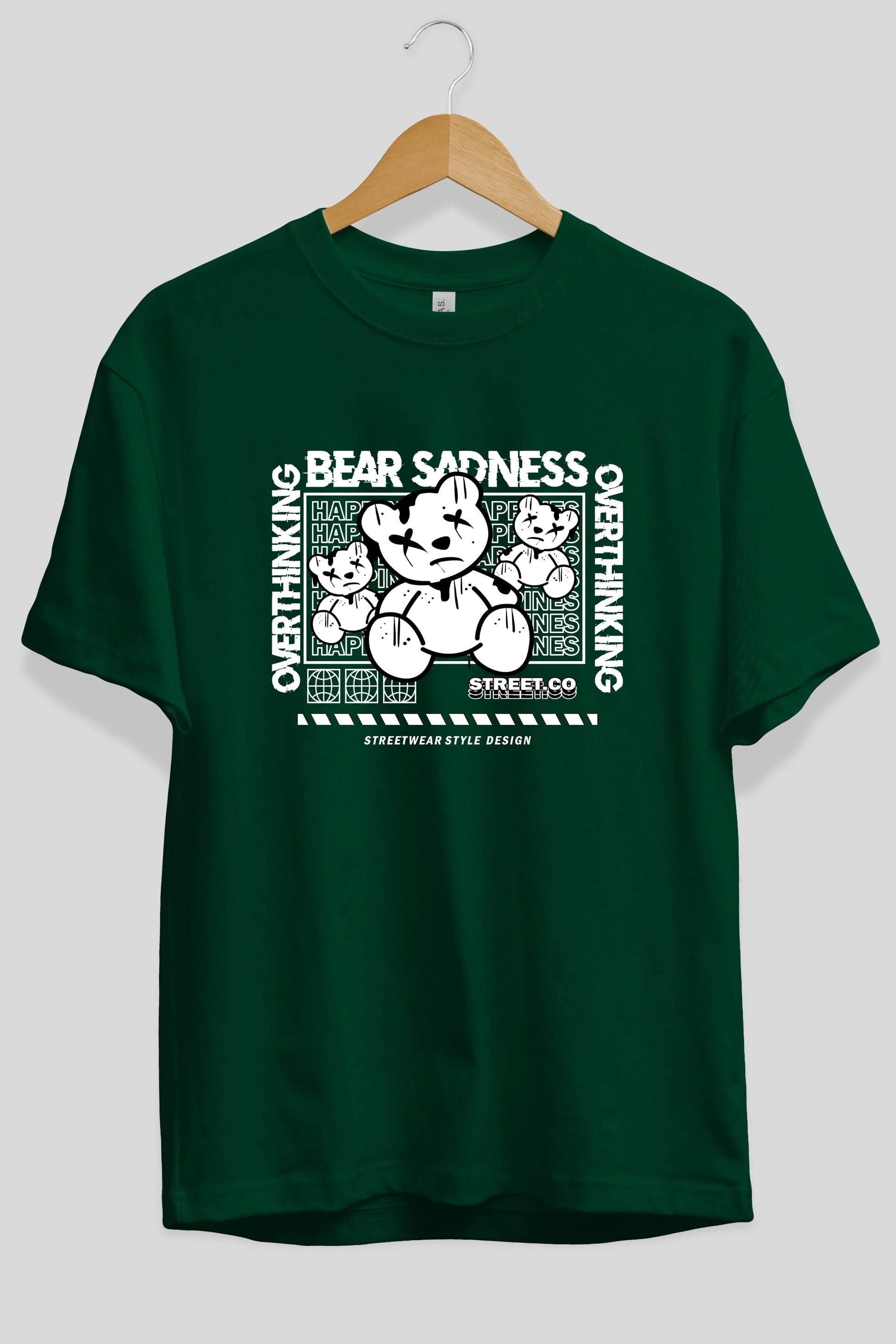 Bear Sadness 2 Ön Baskılı Oversize t-shirt Erkek Kadın Unisex