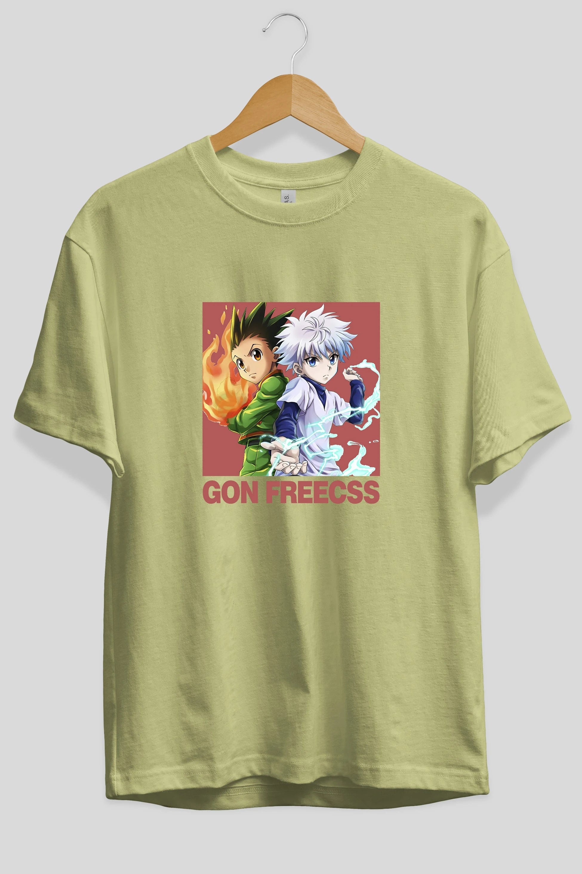 Gon Freecss HUNTER X HUNTER 4 Anime Ön Baskılı Oversize t-shirt %100 pamuk Erkek Kadın Unisex