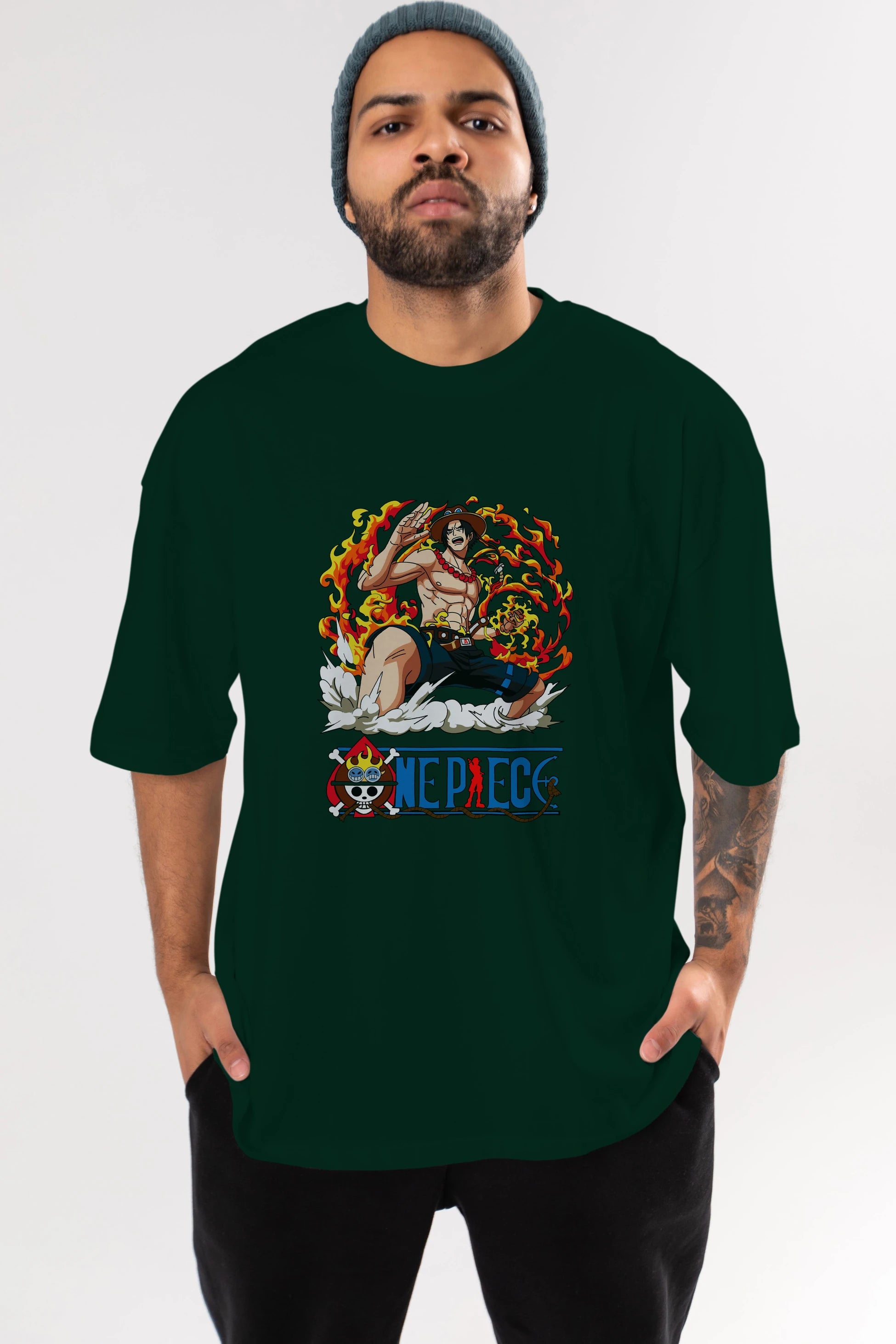 One Piece Anime Ön Baskılı Oversize t-shirt Erkek Kadın Unisex