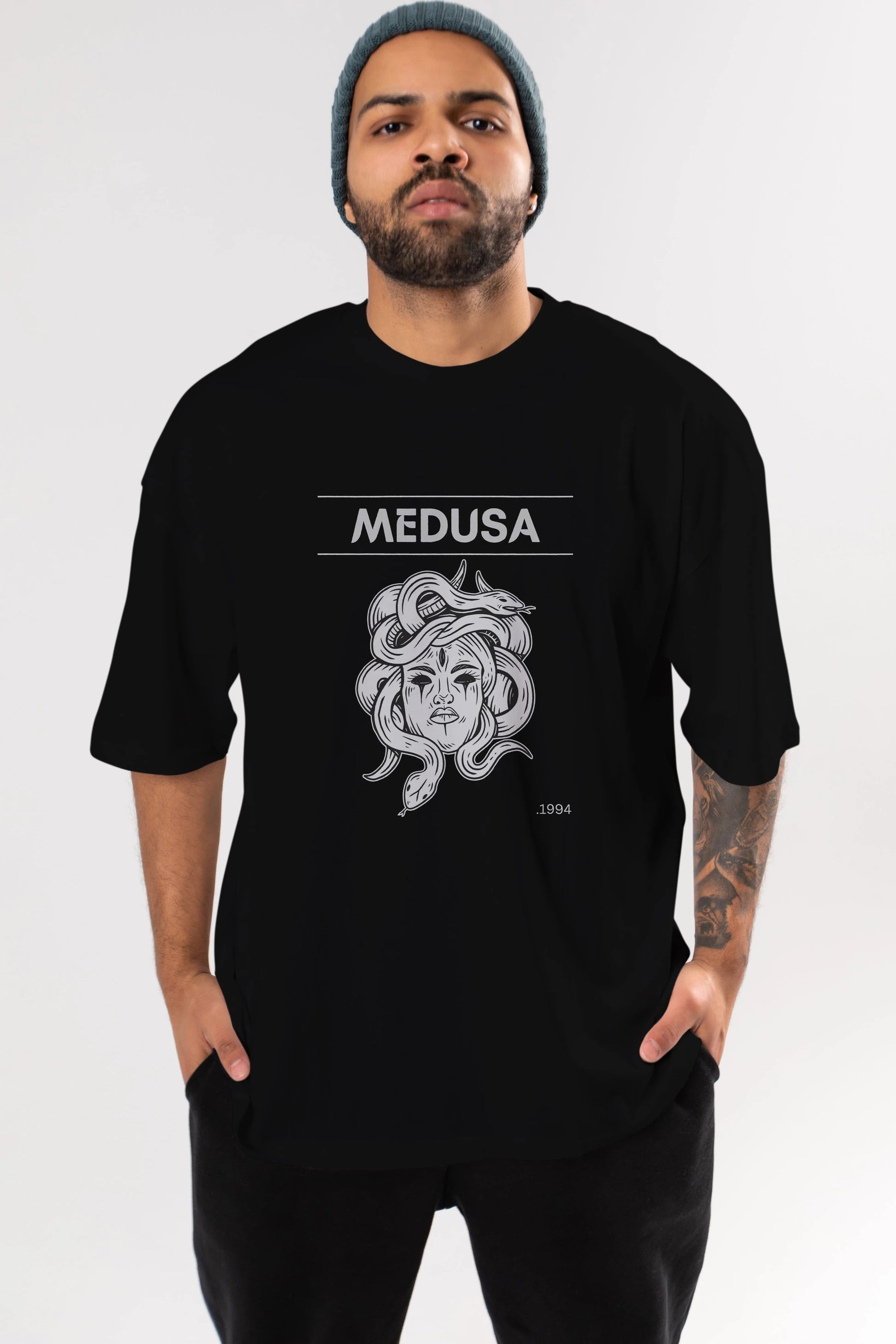 Medusa Ön Baskılı Oversize t-shirt Erkek Kadın Unisex