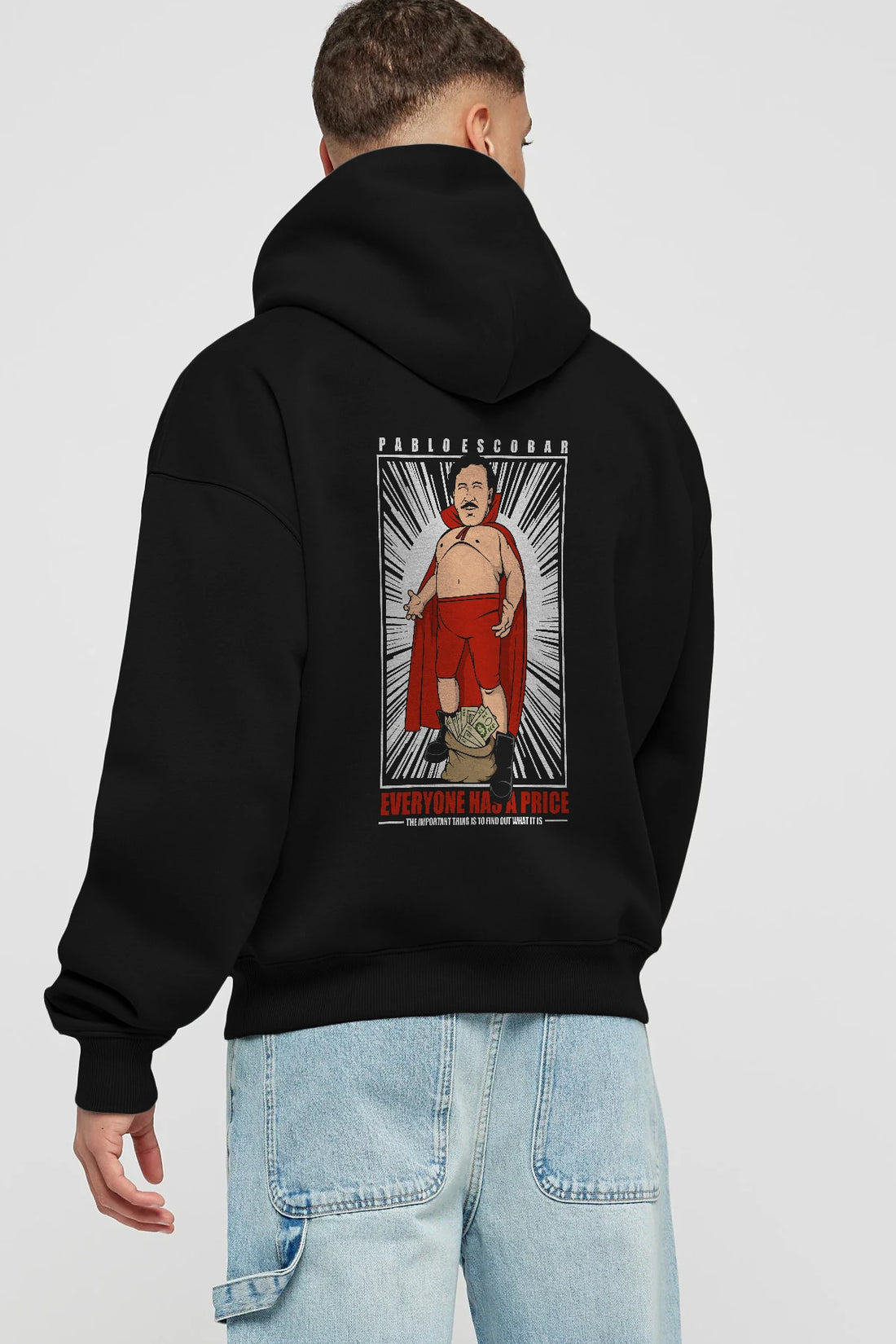 Pablo Escobar Luchador Arka Baskılı Hoodie Oversize Kapüşonlu Sweatshirt Erkek Kadın Unisex