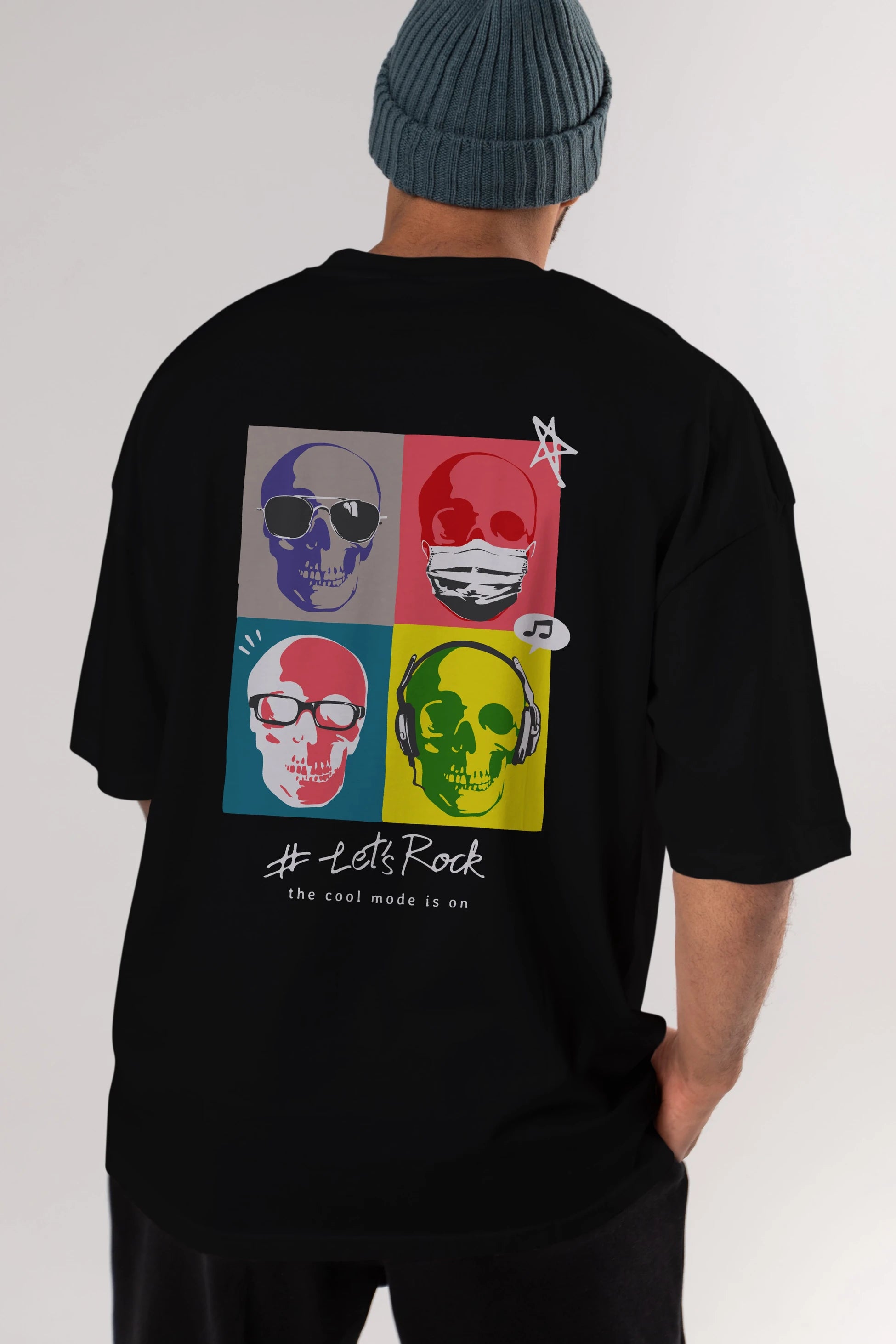 Lets Rock Arka Baskılı Oversize t-shirt Erkek Kadın Unisex