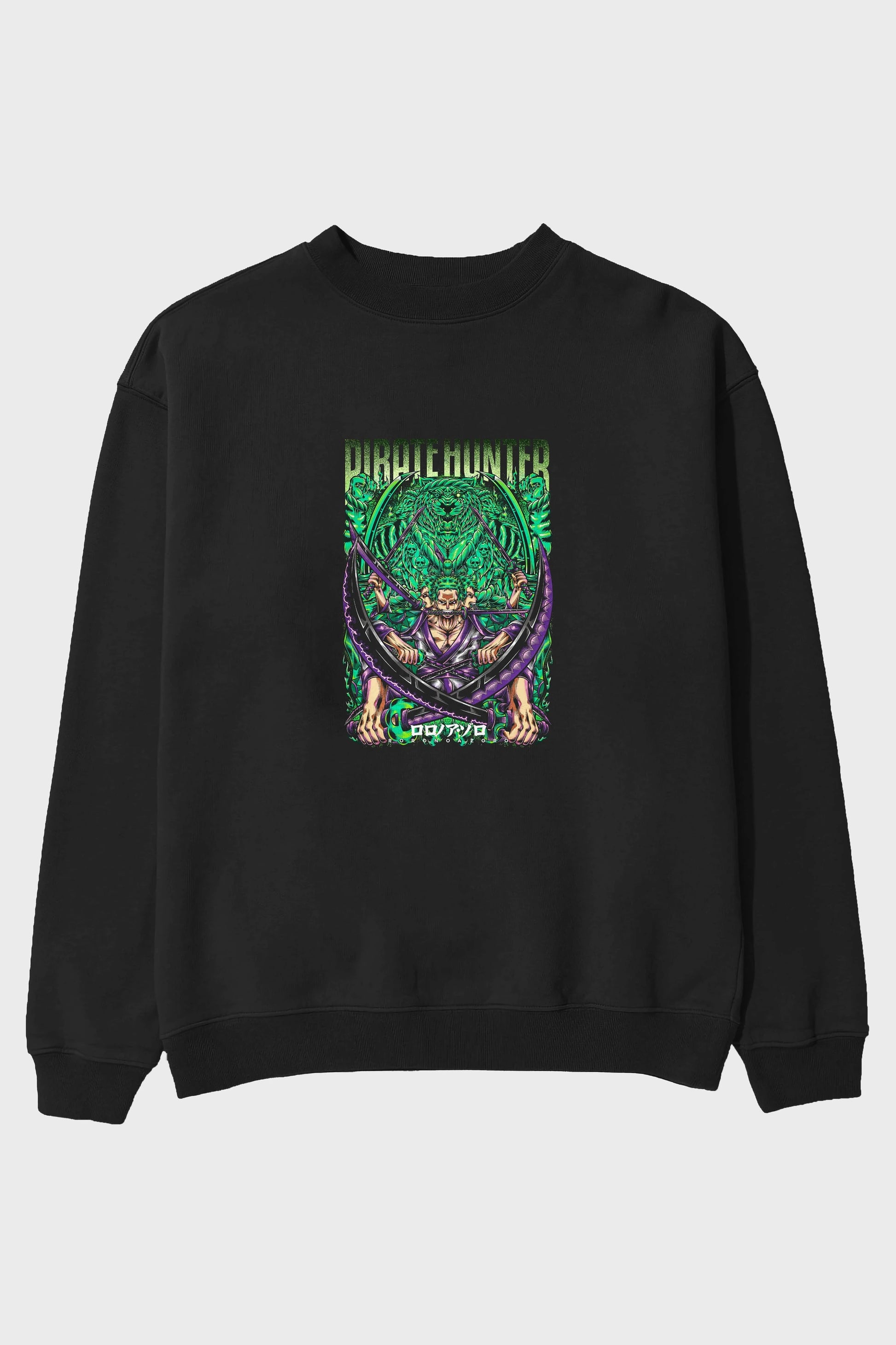 RORONOA ZORO 3 Anime Ön Baskılı Oversize Sweatshirt Erkek Kadın Unisex