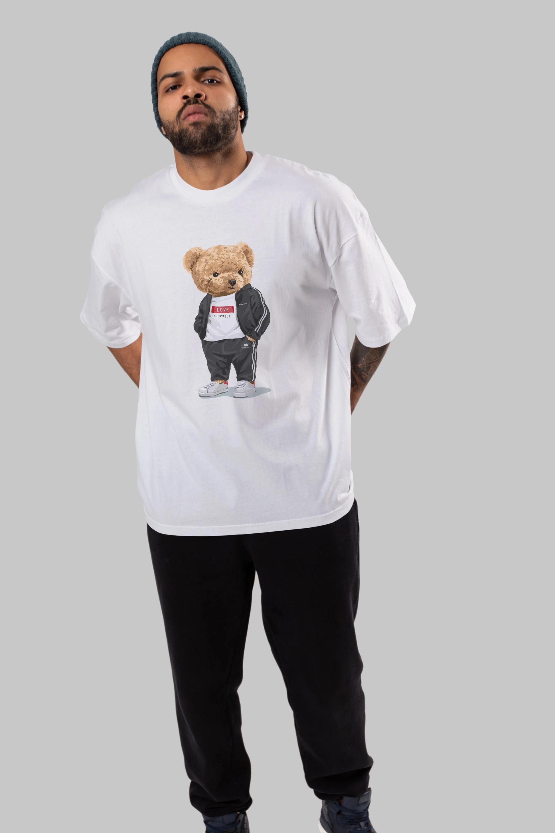 Teddy Bear Love Yourself Ön Baskılı Oversize t-shirt Erkek Kadın Unisex %100 Pamuk