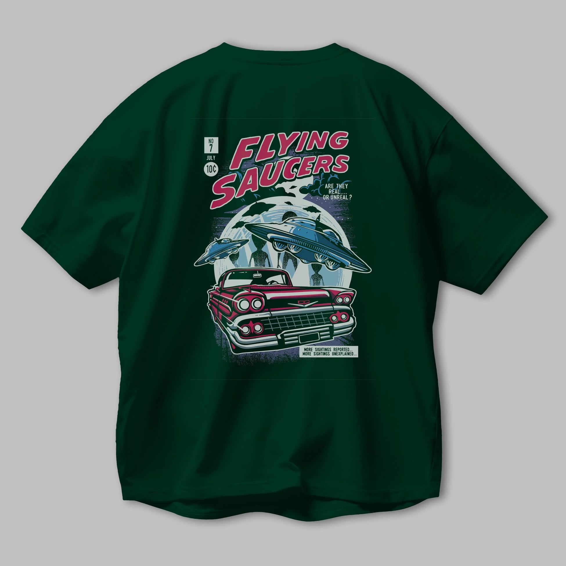 Flying Saucers Arka Baskılı Oversize t-shirt Erkek Kadın Unisex %100 Pamuk