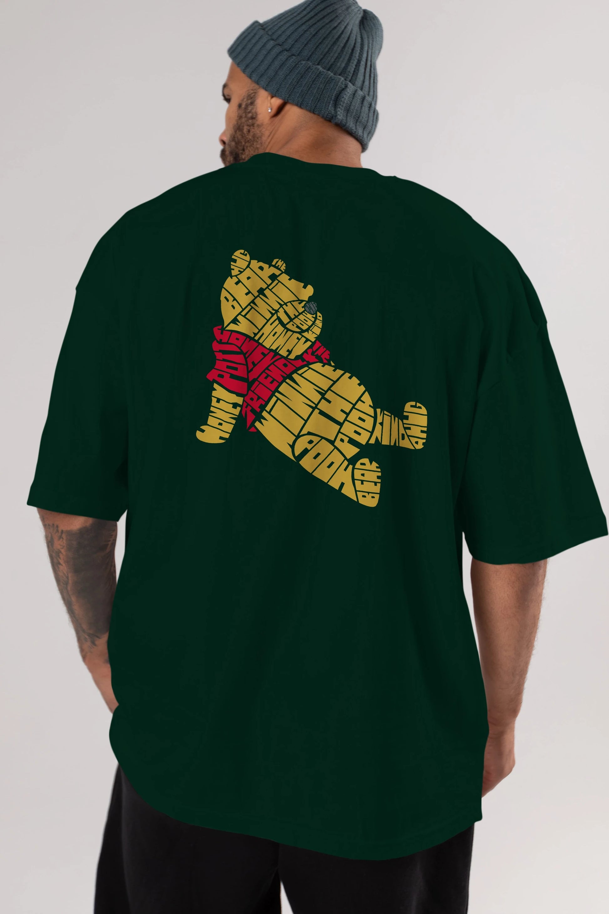 Winnie The Pooh Arka Baskılı Oversize t-shirt %100 pamuk Erkek Kadın Unisex