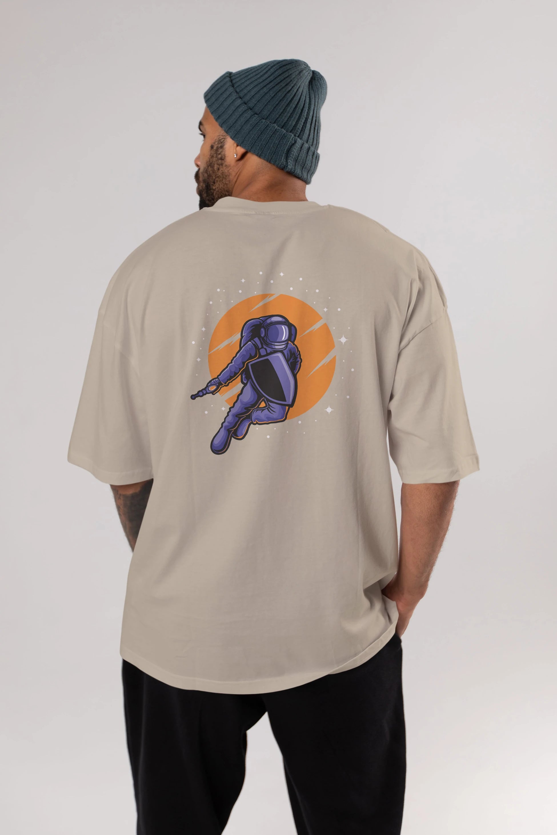Astro Wars Arka Baskılı Oversize t-shirt Erkek Kadın Unisex