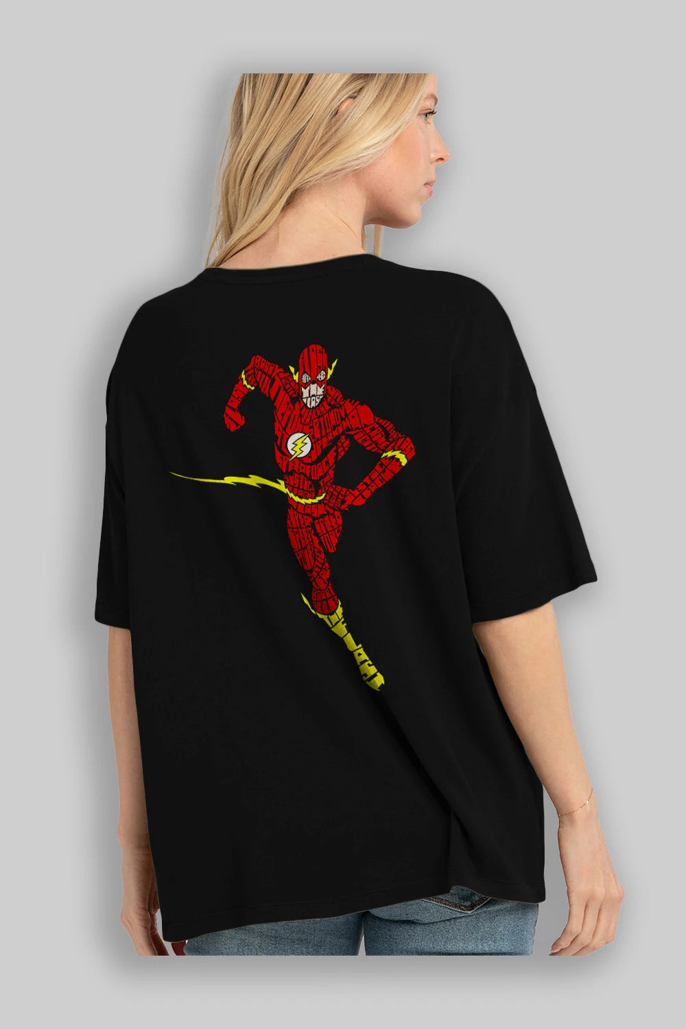 The Flash Arka Baskılı Oversize t-shirt %100 pamuk Erkek Kadın Unisex