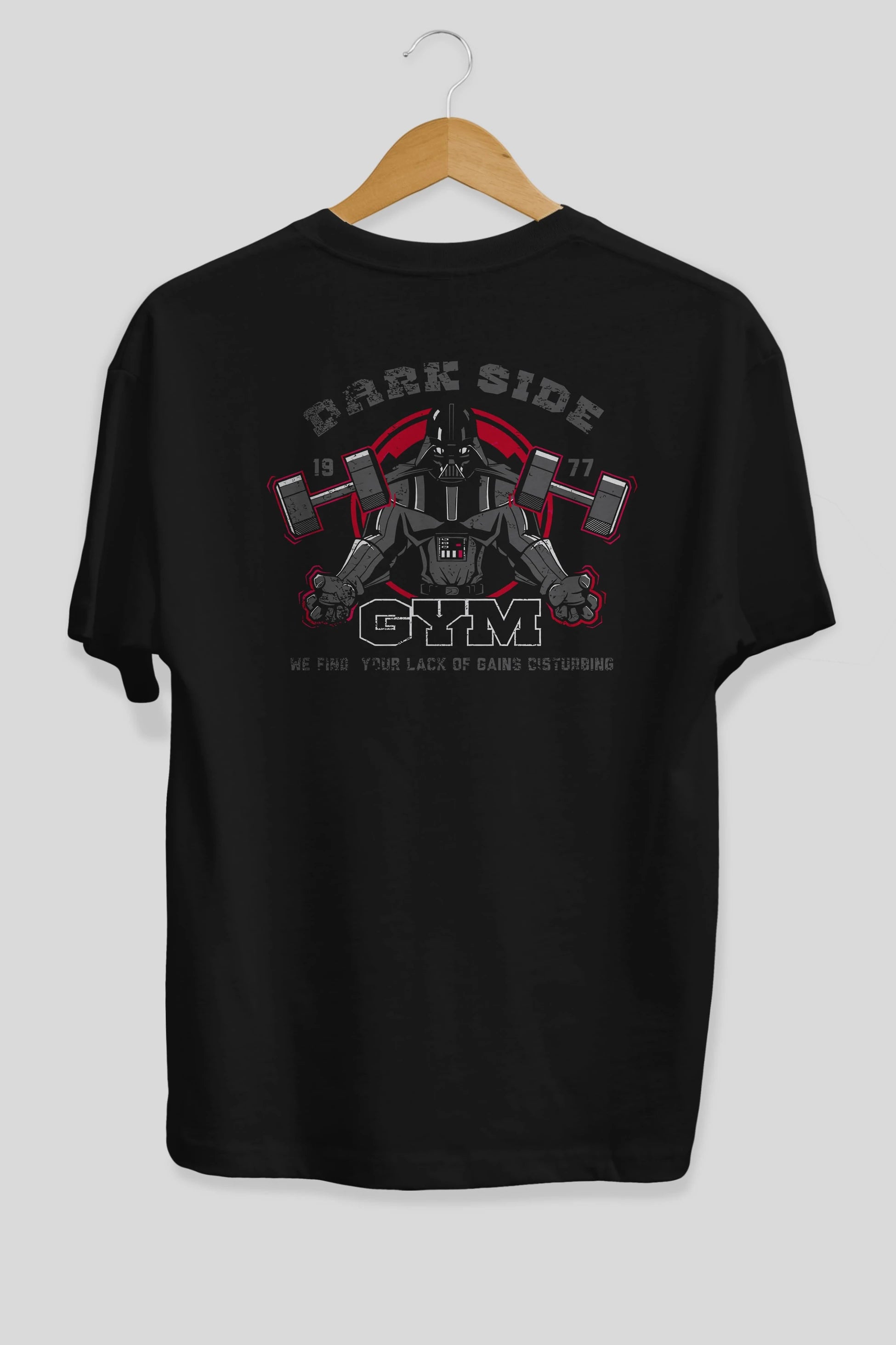 Darth Vader GYM Arka Baskılı Oversize t-shirt Erkek Kadın Unisex %100 Pamuk Bisiklet Yaka tişort