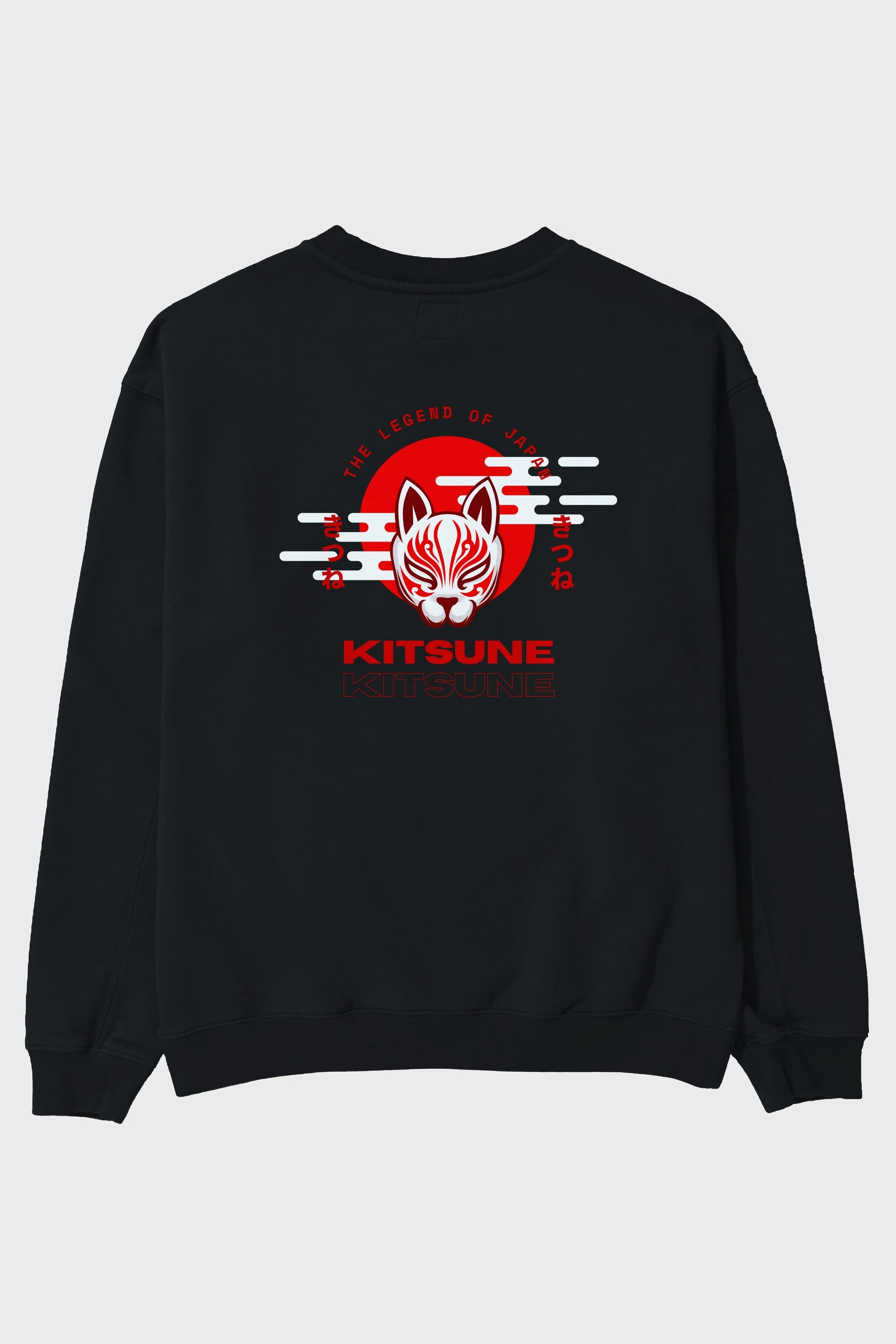 Kitsune Mask Arka Baskılı Oversize Sweatshirt Erkek Kadın Unisex