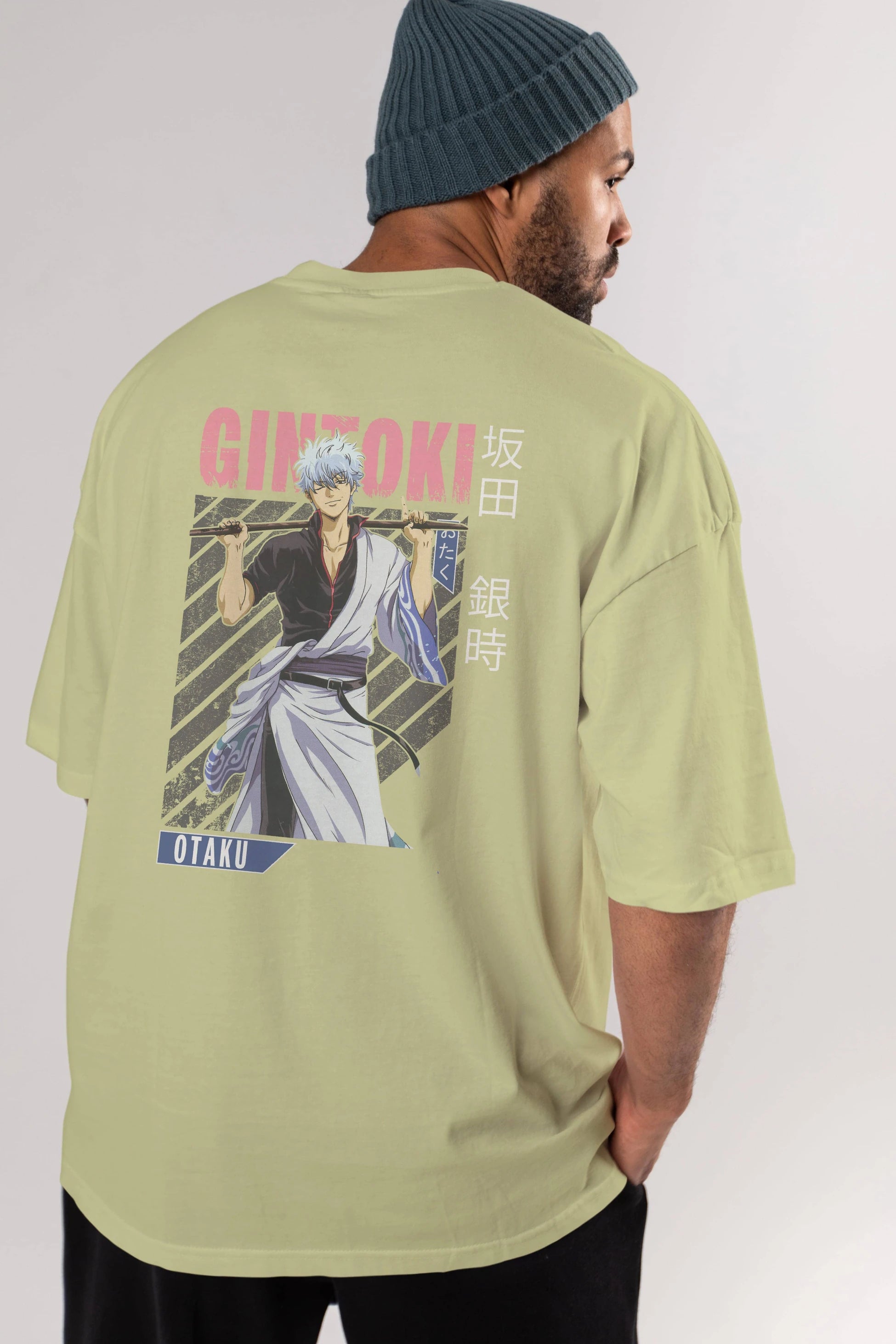 Gintoki Sakata GINTAMA 3 Anime Arka Baskılı Oversize t-shirt Erkek Kadın Unisex