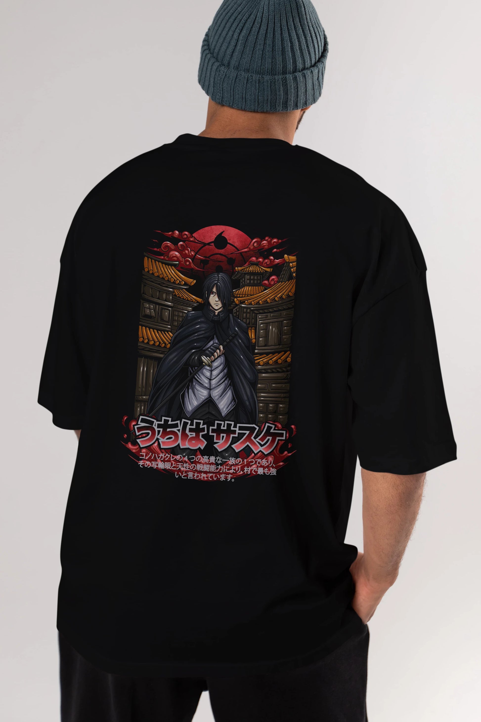 NARUTO SASUKE UCHIHA 1 Anime Arka Baskılı Oversize t-shirt Erkek Kadın Unisex