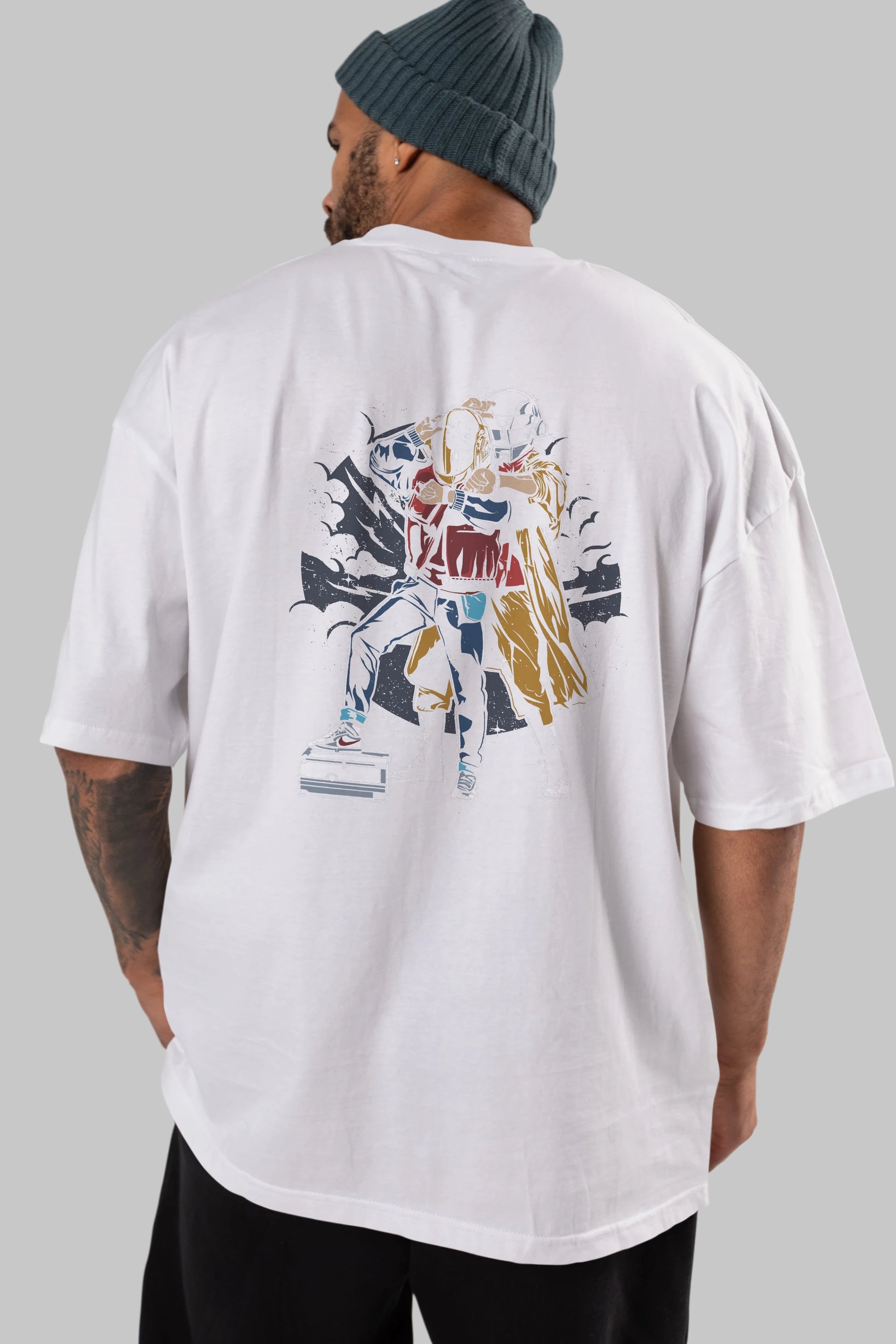 Back To The Beat Arka Baskılı Oversize t-shirt Erkek Kadın Unisex %100 Pamuk