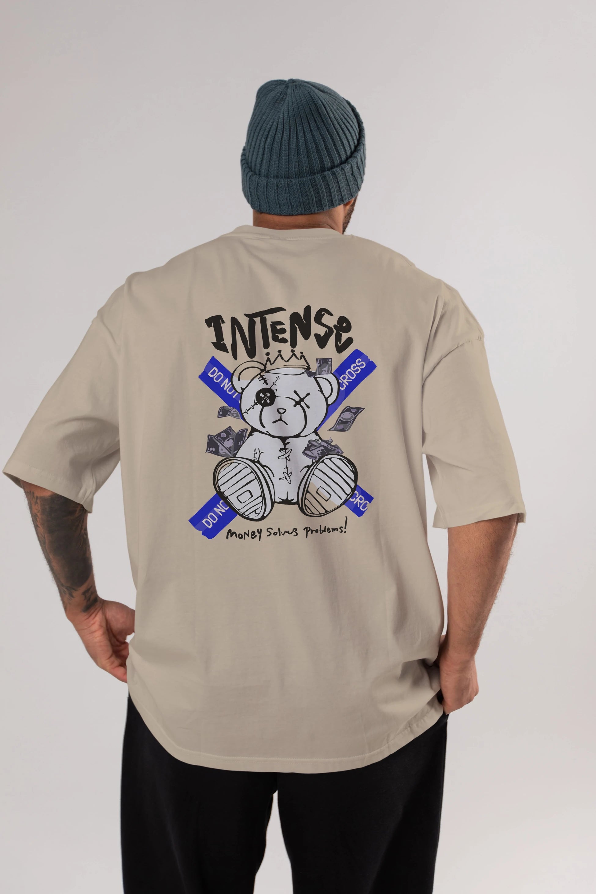 Teddy Bear intense Arka Baskılı Oversize t-shirt Erkek Kadın Unisex