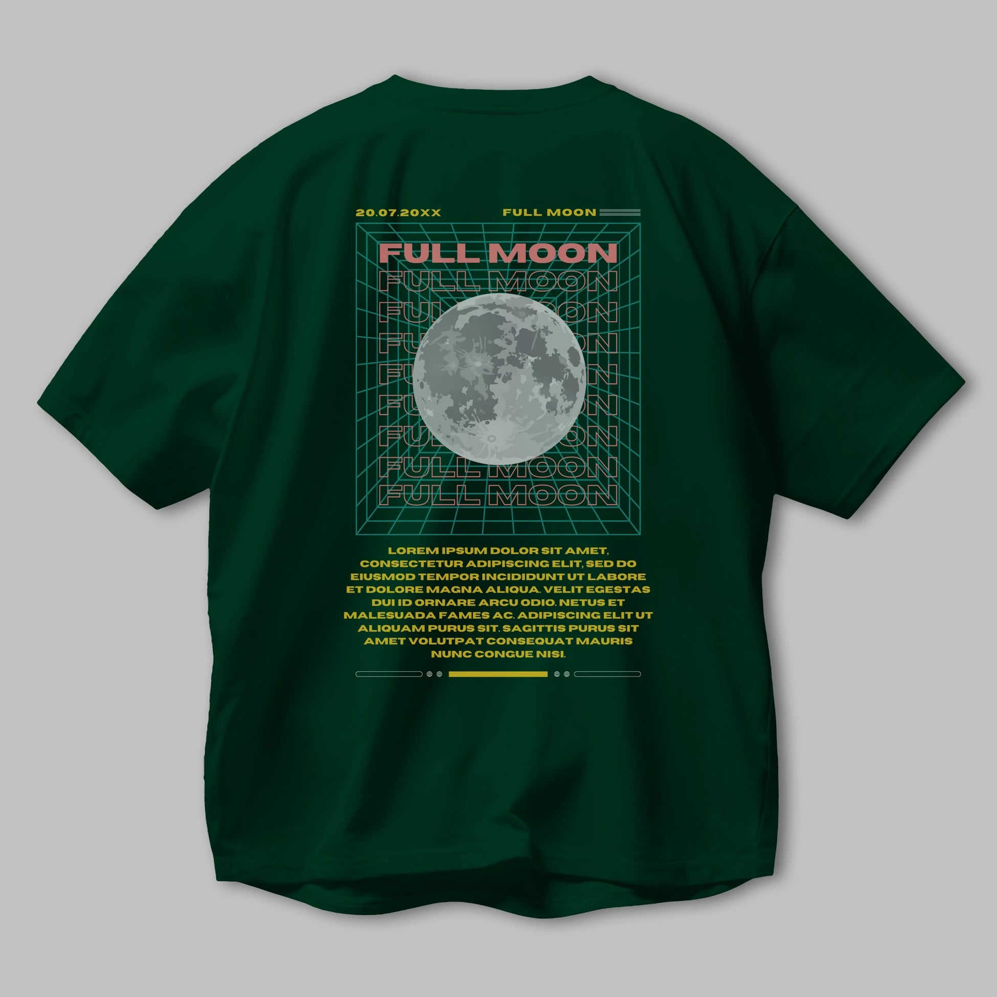 Full Moon Yazılı Arka Baskılı Oversize t-shirt Erkek Kadın Unisex