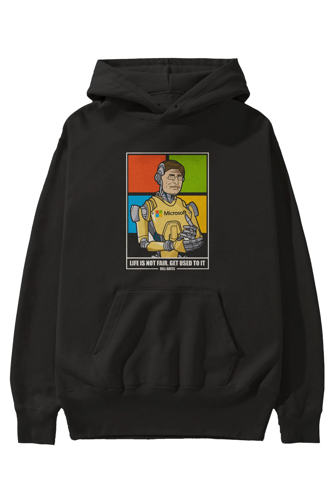 Bill Gates Robot Human Ön Baskılı Hoodie Oversize Kapüşonlu Sweatshirt Erkek Kadın Unisex