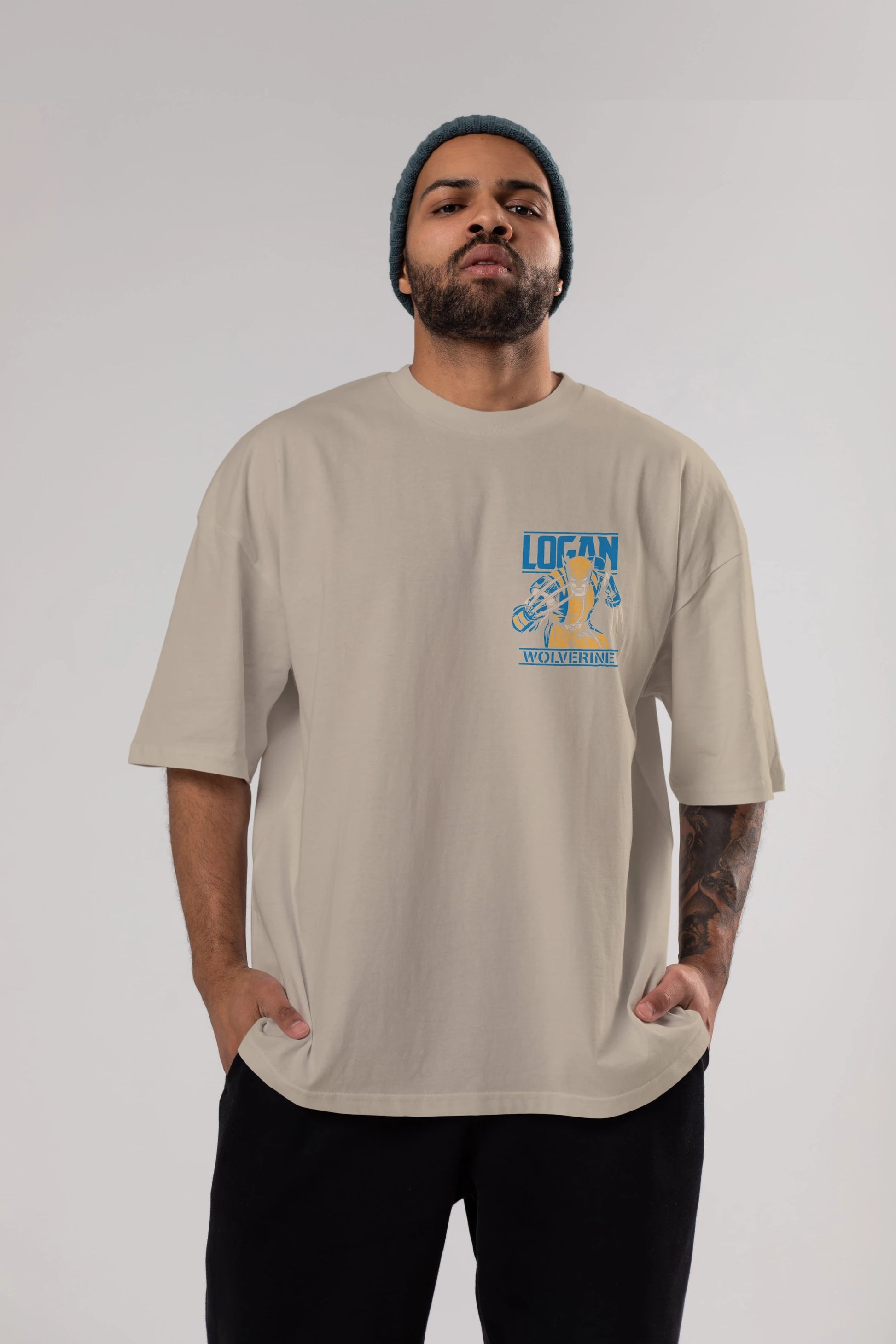 Wolverine Logan Ön Sol Baskılı Oversize t-shirt Erkek Kadın Unisex %100 Pamuk Bisiklet Yaka tişort