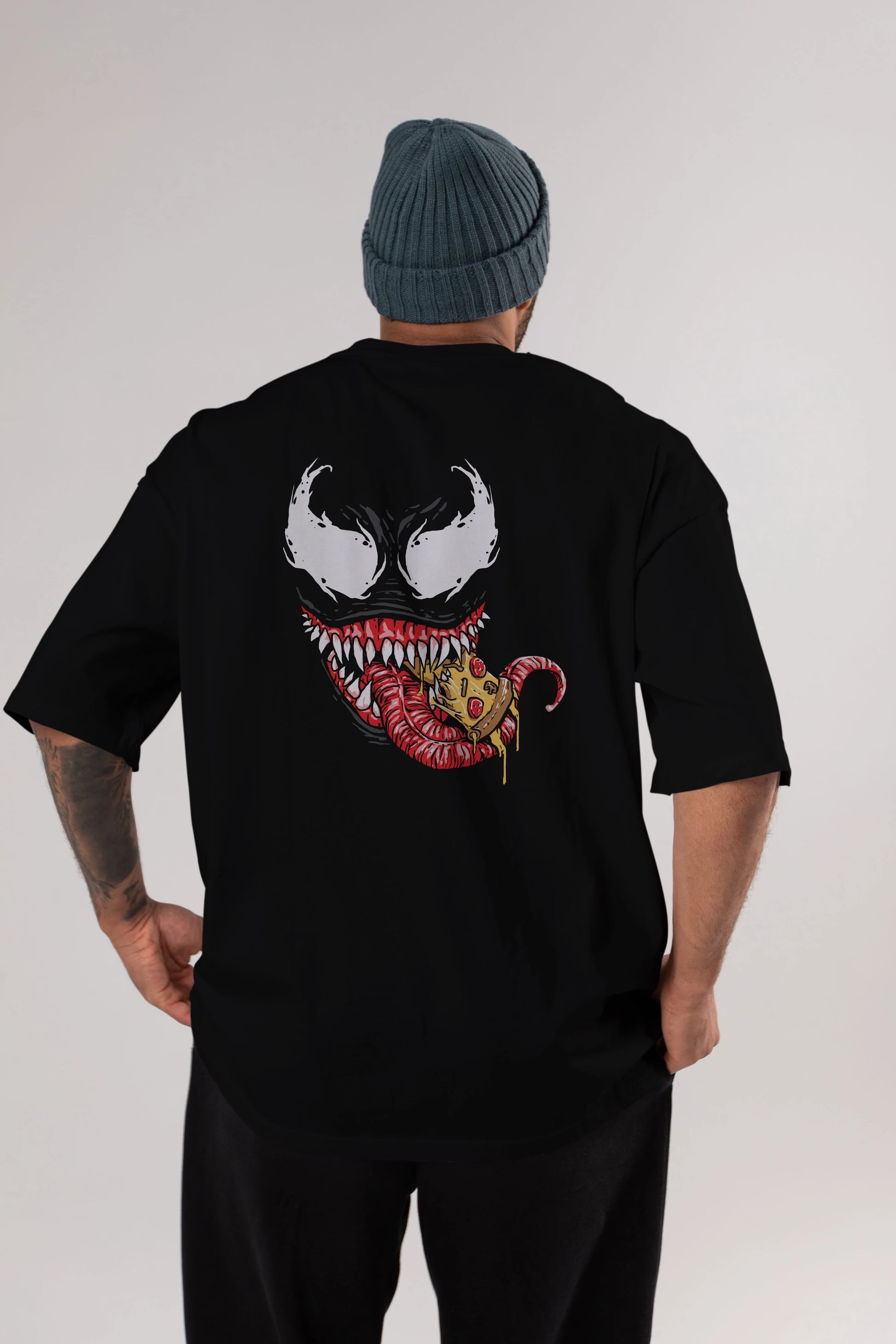 Venom (1) Arka Baskılı Oversize t-shirt Erkek Kadın Unisex %100 Pamuk Bisiklet Yaka tişort