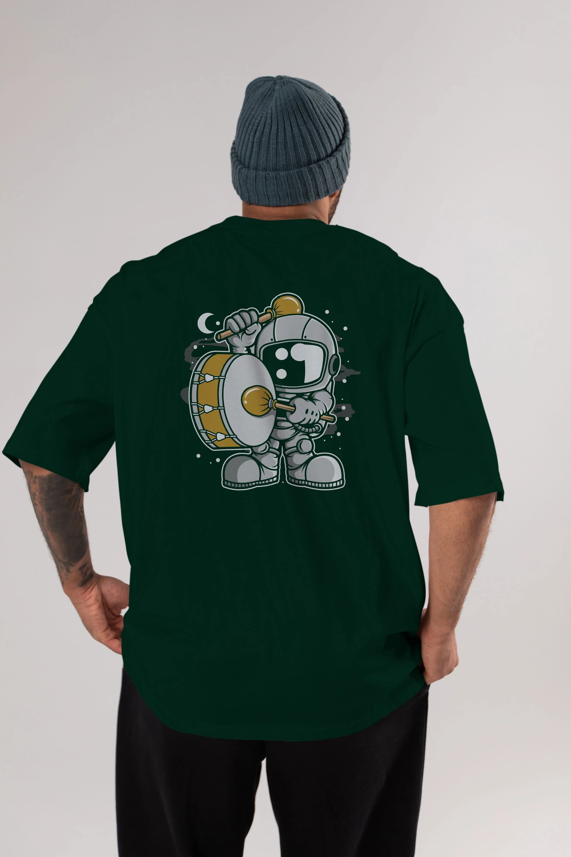 Astronaut Marching Band Arka Baskılı Oversize t-shirt Erkek Kadın Unisex