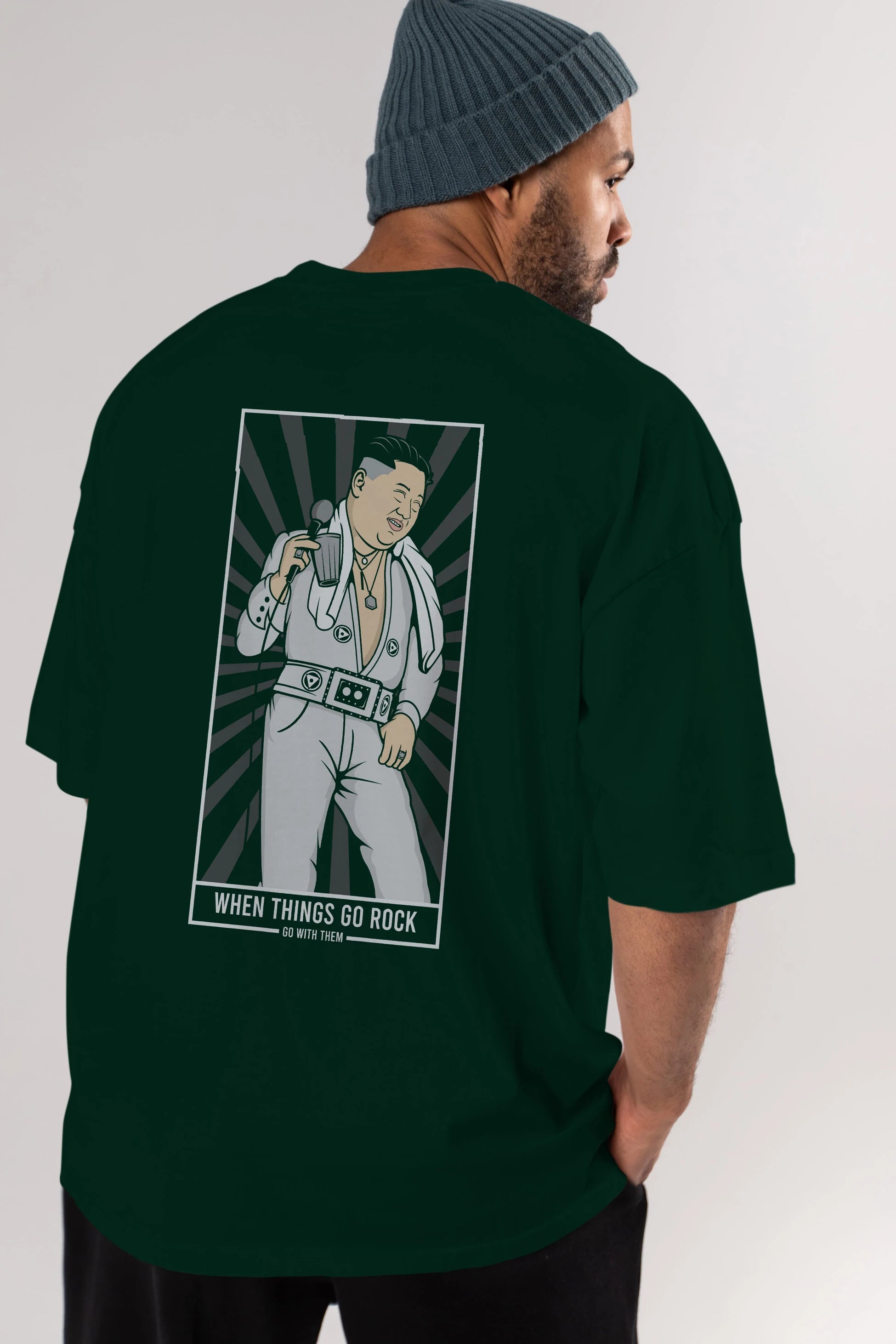 Kim Elvis Arka Baskılı Oversize t-shirt Erkek Kadın Unisex %100 Pamuk tişort
