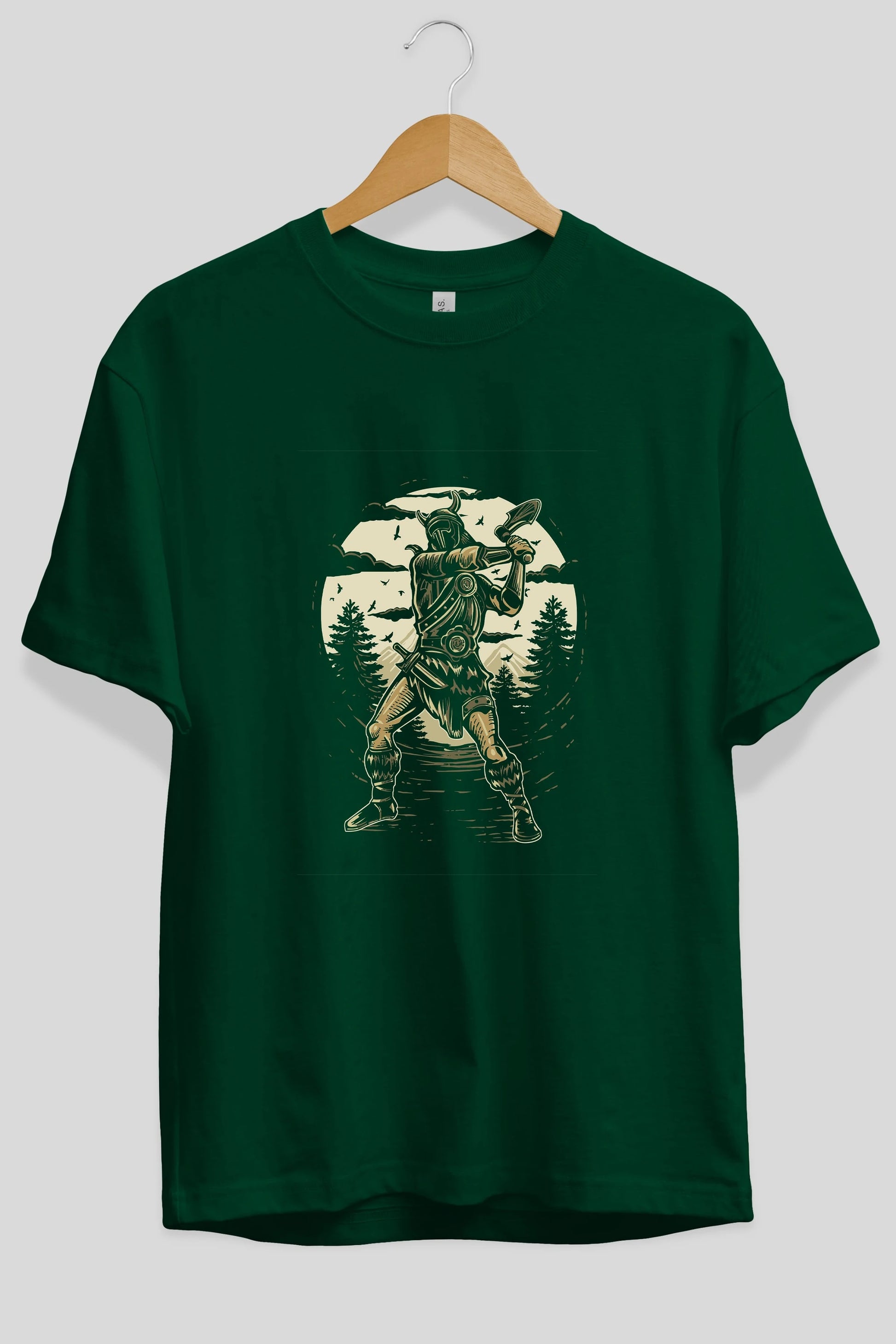 Viking Ön Baskılı Oversize t-shirt Erkek Kadın Unisex %100 Pamuk tişort