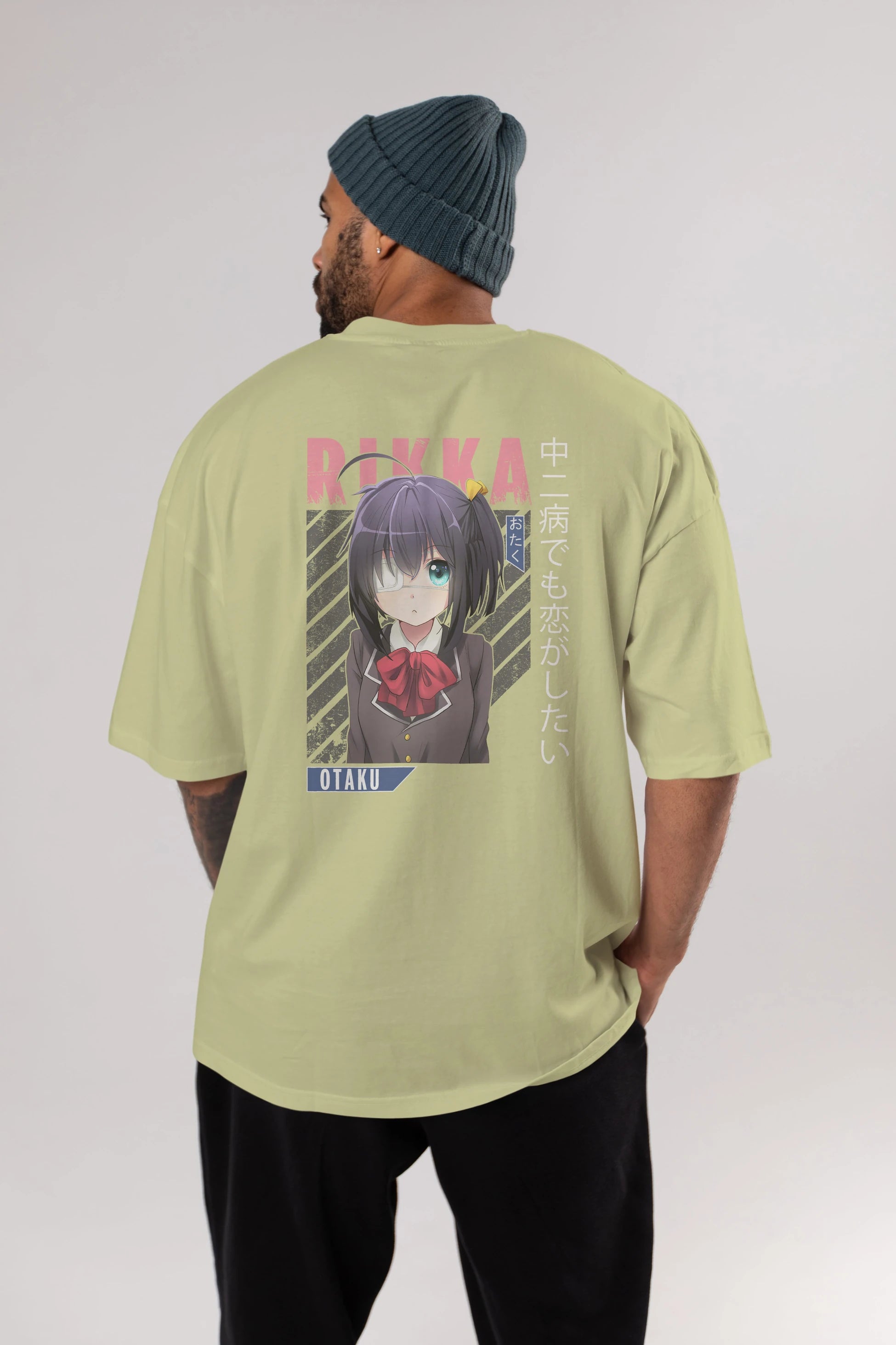 Rikka Takanashi 9 Anime Arka Baskılı Oversize t-shirt Erkek Kadın Unisex
