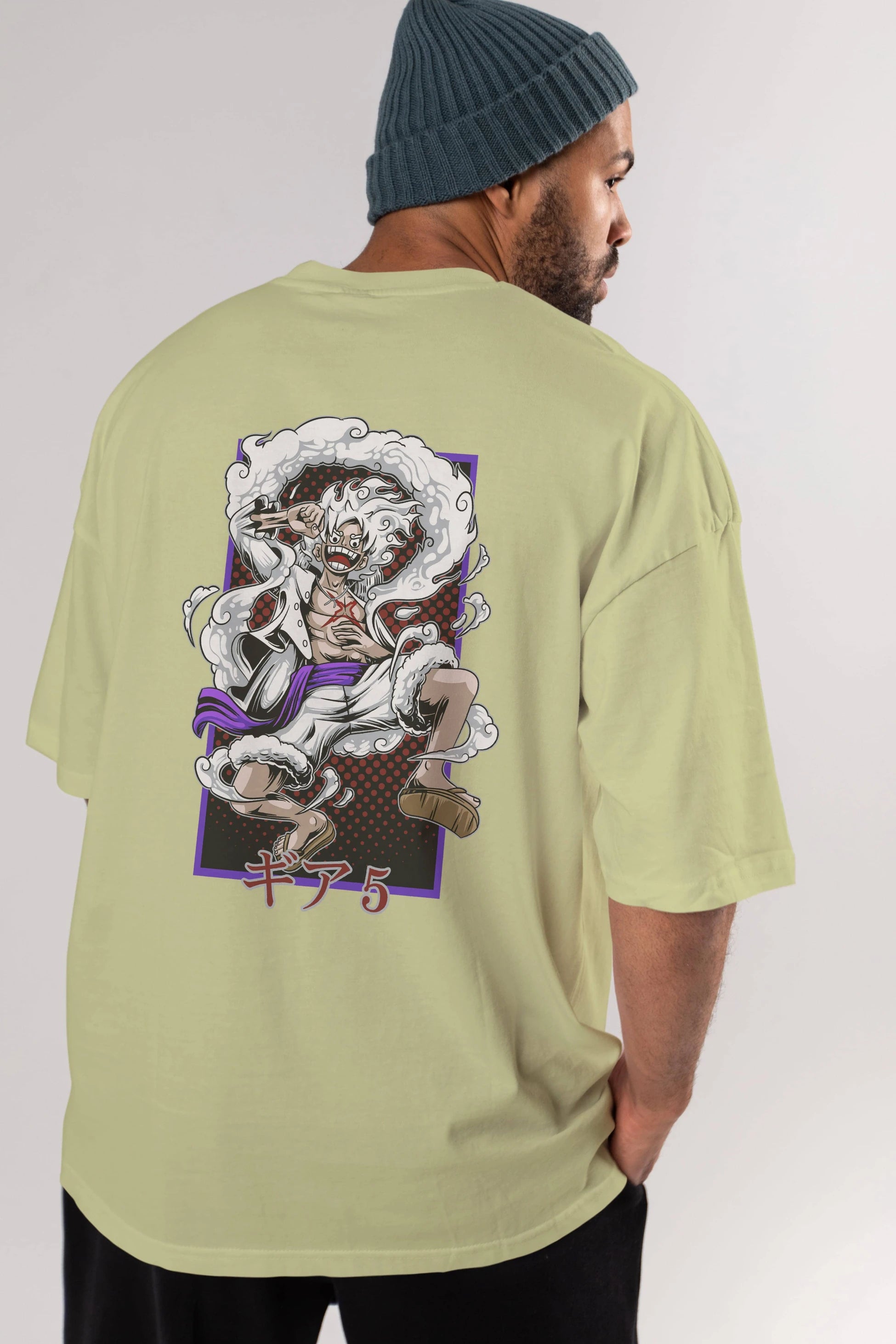 LUFFY GEAR 5 RECUADRO Anime Arka Baskılı Oversize t-shirt Erkek Kadın Unisex