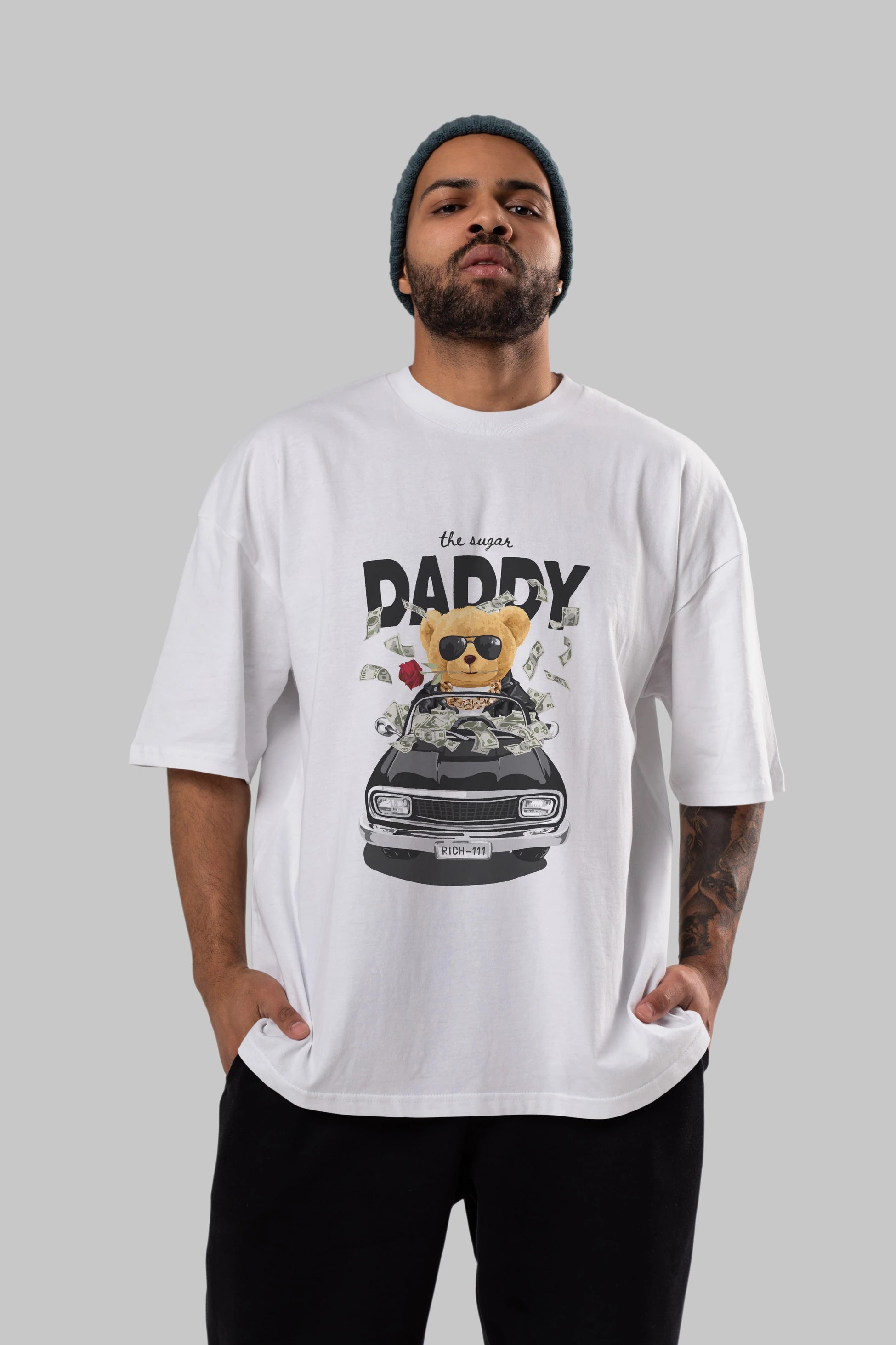 Teddy Bear Daddy Ön Baskılı Oversize t-shirt Erkek Kadın Unisex %100 Pamuk