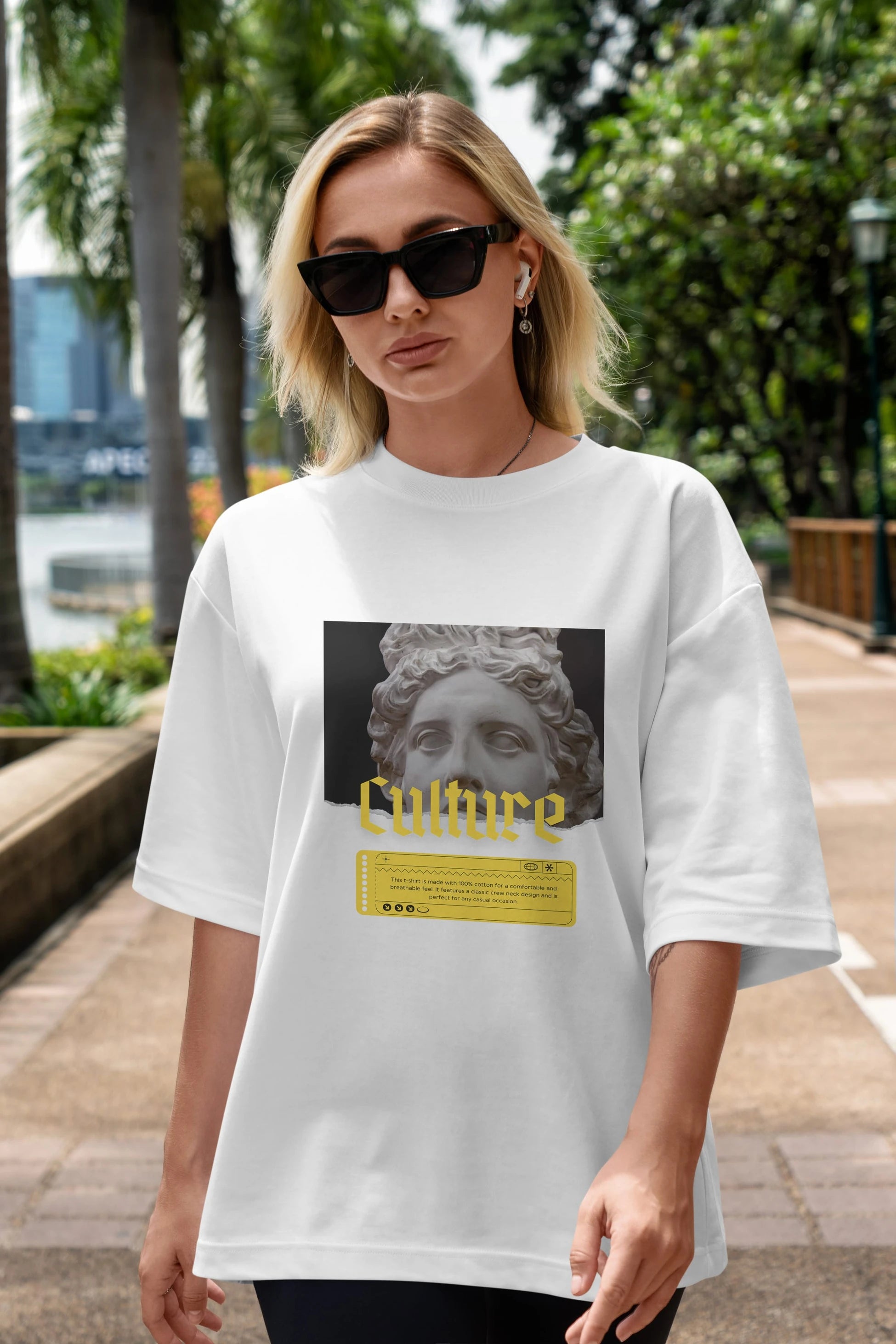 Culture Yazılı Ön Baskılı Oversize t-shirt Erkek Kadın Unisex