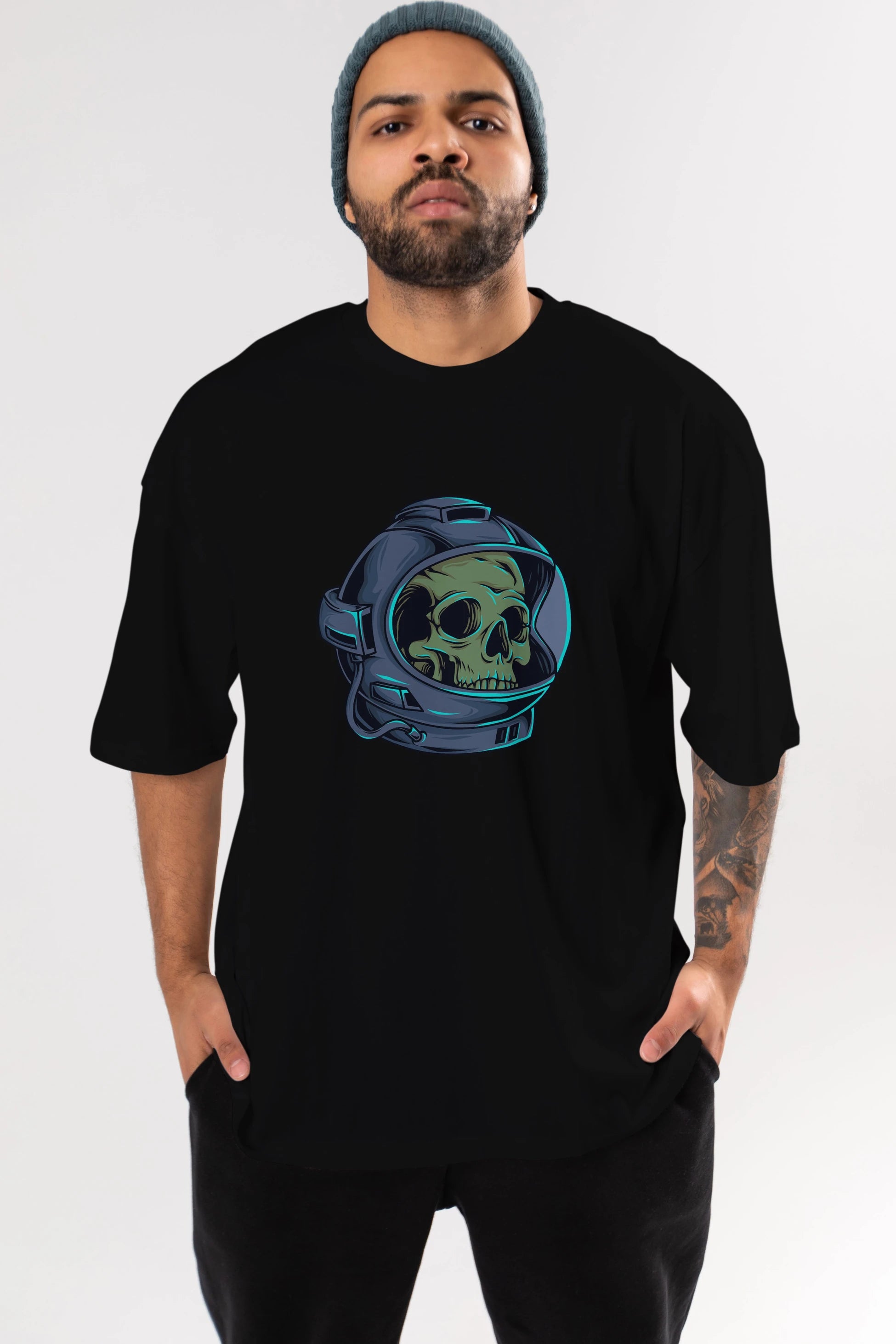 Astroskull Ön Baskılı Oversize t-shirt Erkek Kadın Unisex