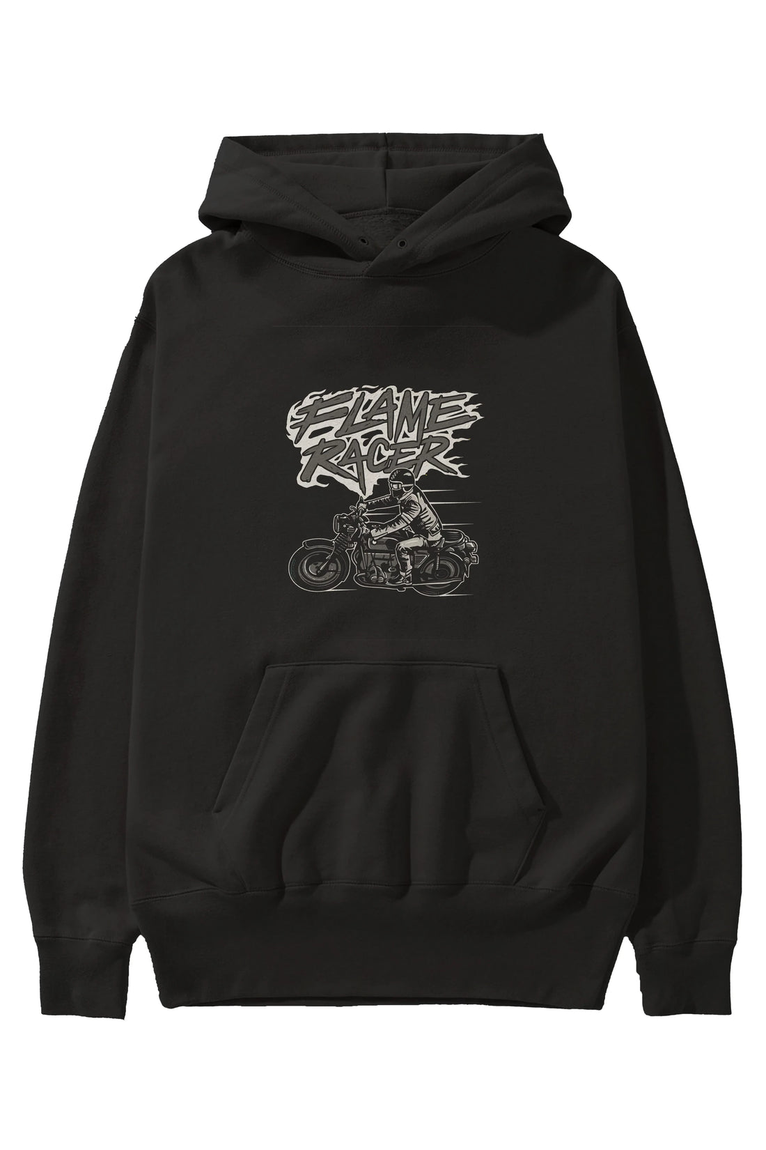 Flame Racer Ön Baskılı Hoodie Oversize Kapüşonlu Sweatshirt Erkek Kadın Unisex