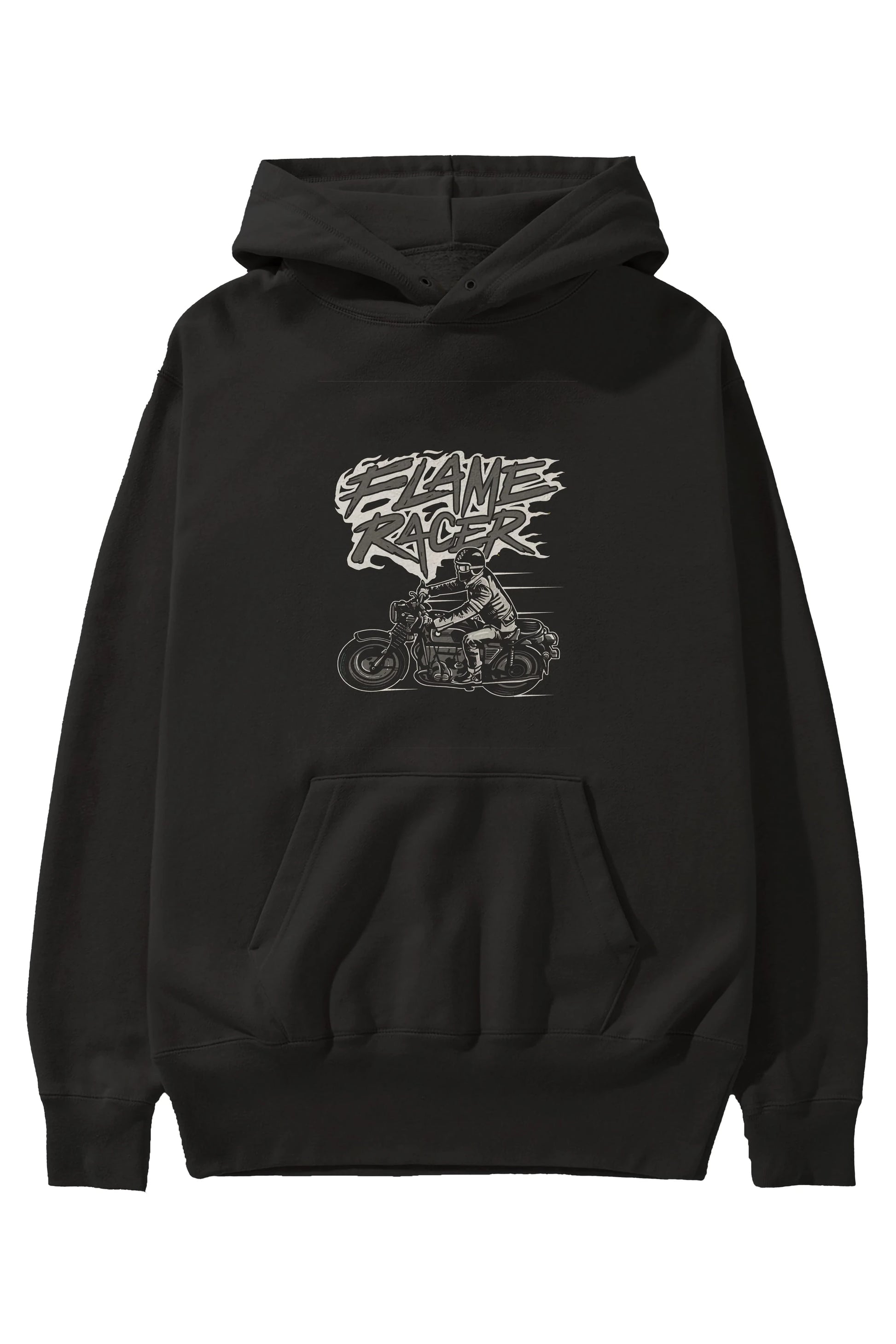 Flame Racer Ön Baskılı Hoodie Oversize Kapüşonlu Sweatshirt Erkek Kadın Unisex