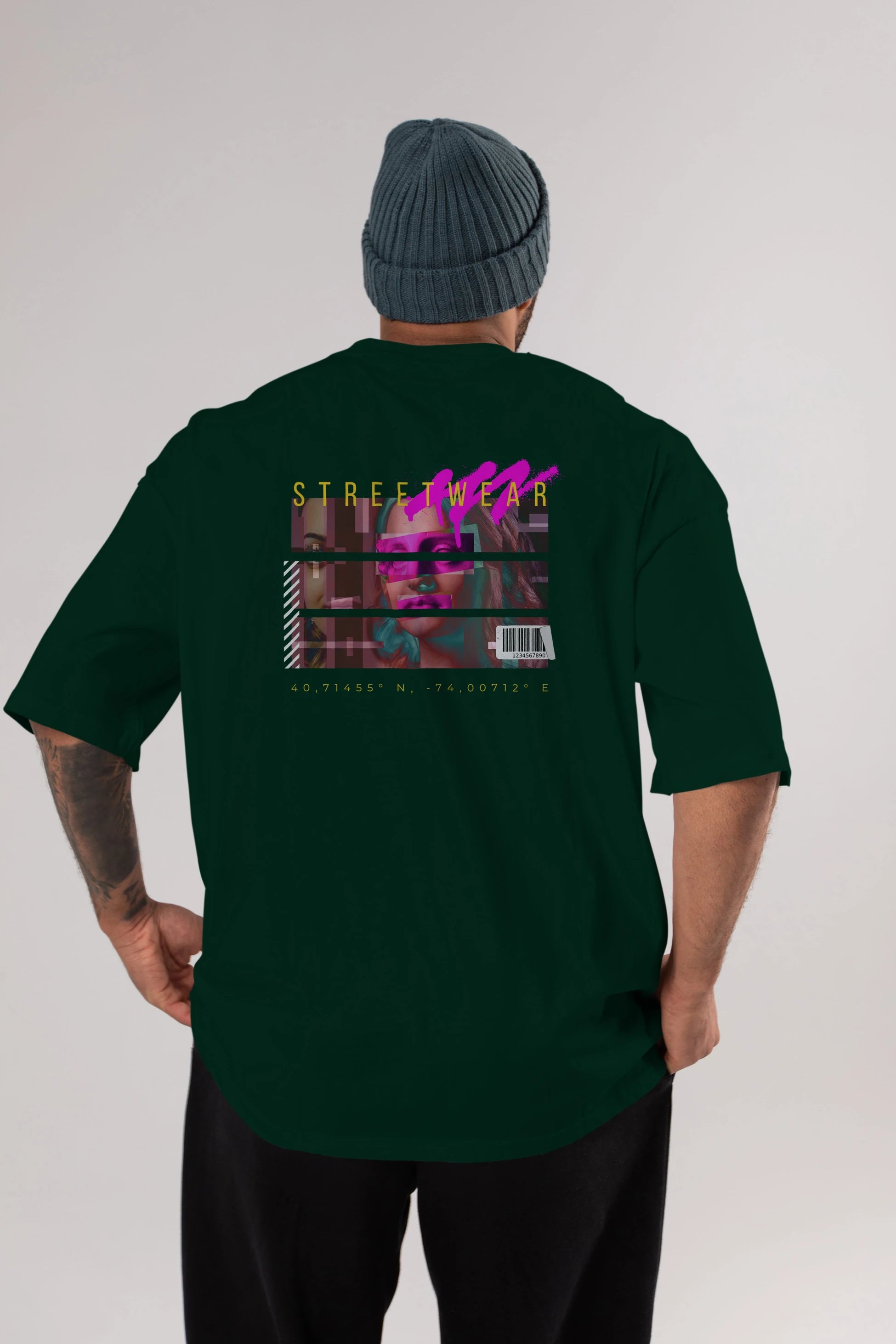 Futuristic Streetwear 2 Arka Baskılı Oversize t-shirt Erkek Kadın Unisex