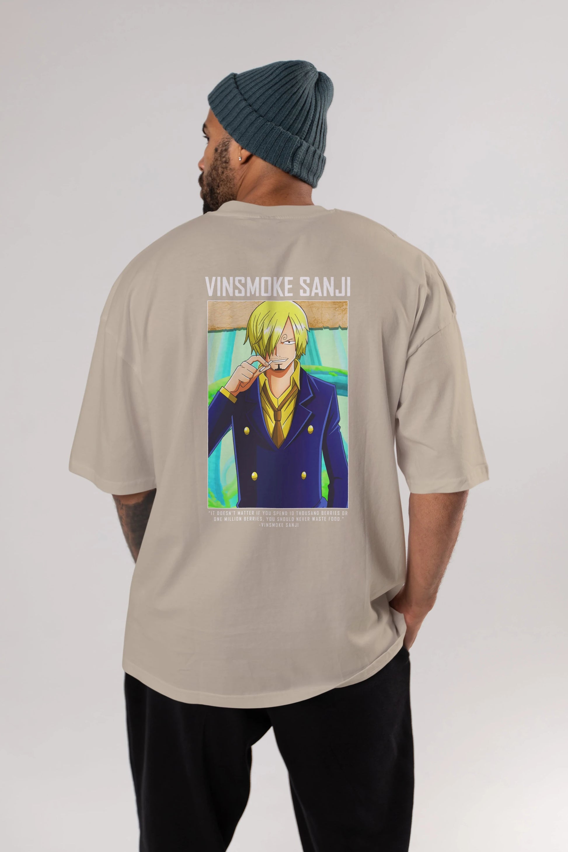 Sanji 2 Anime Arka Baskılı Oversize t-shirt Erkek Kadın Unisex %100 pamuk tişort