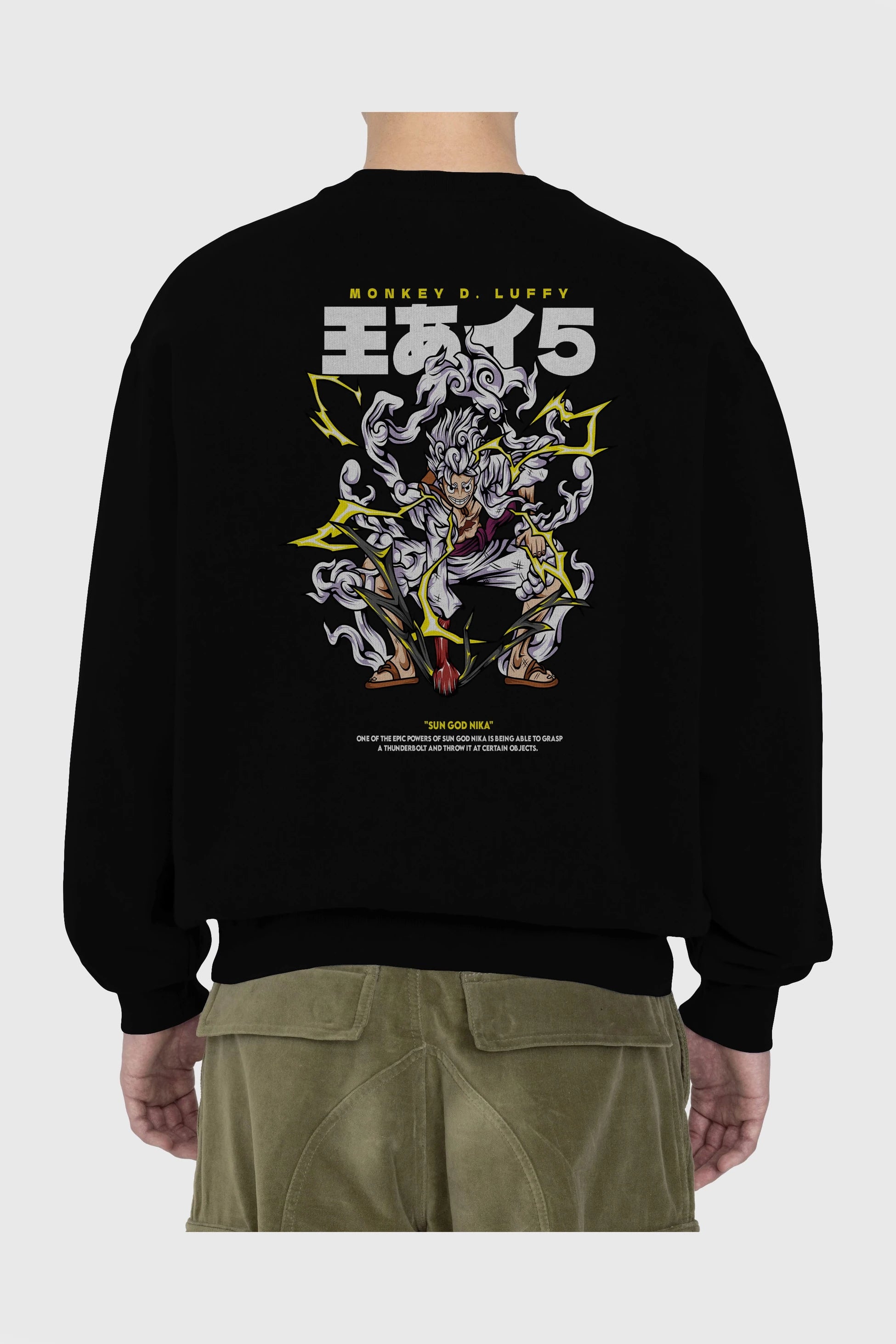 Monkey D. Luffy GEAR5 1 Anime Arka Baskılı Oversize Sweatshirt Erkek Kadın Unisex