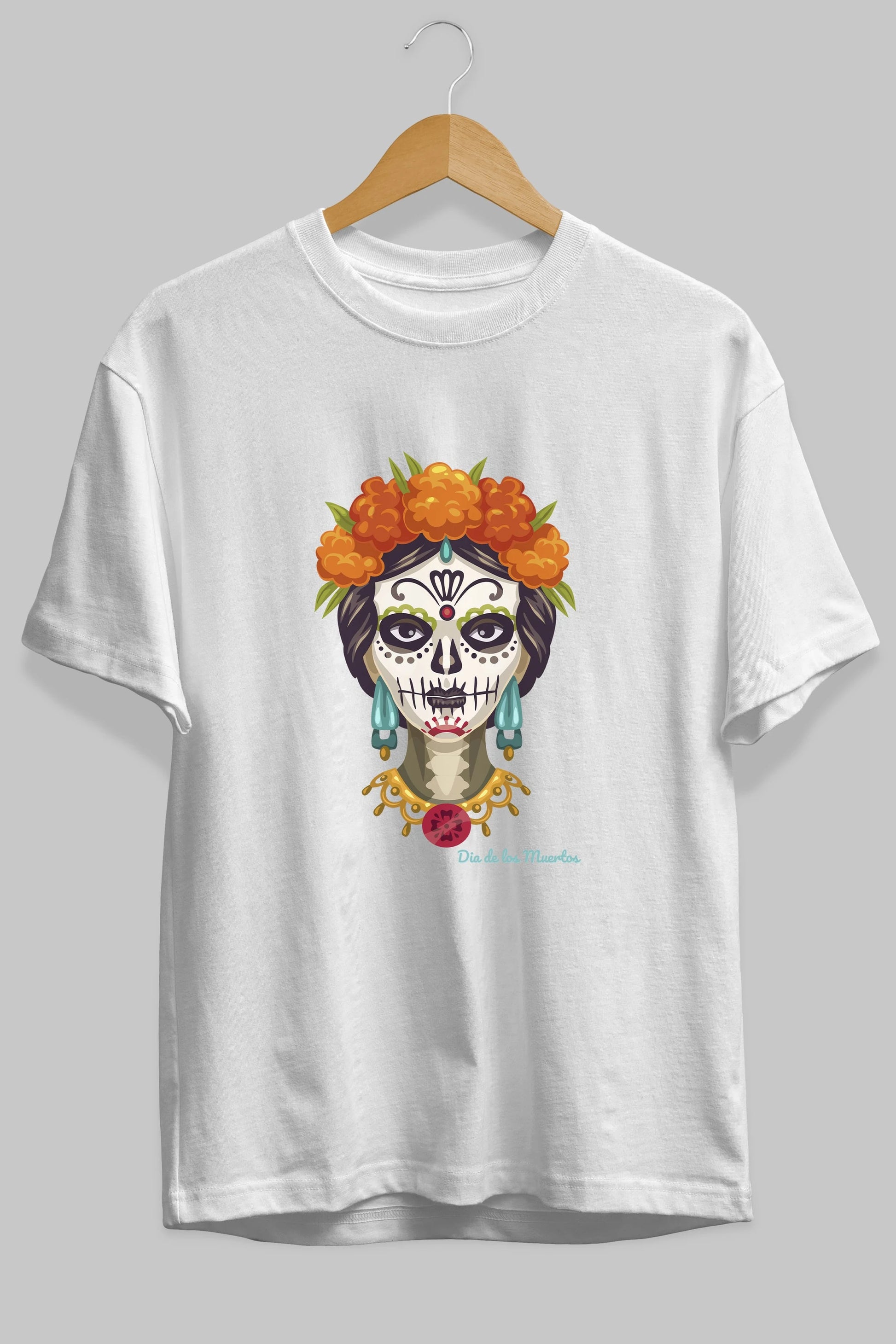 Dia de los Muertos 2 Ön Baskılı Oversize t-shirt Erkek Kadın Unisex
