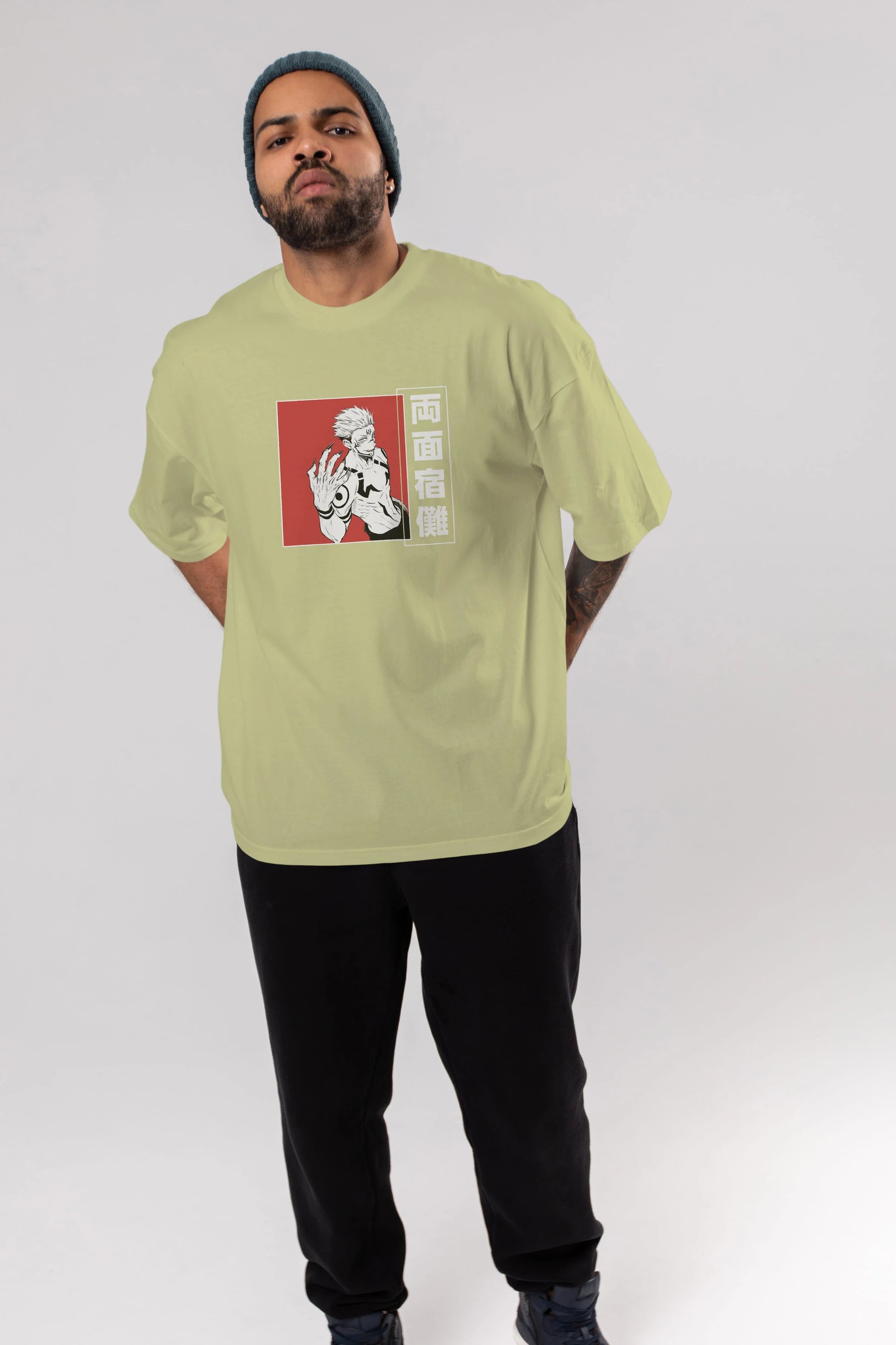 Sukuna Ryoumen 2 Anime Ön Baskılı Oversize t-shirt %100 pamuk Erkek Kadın Unisex