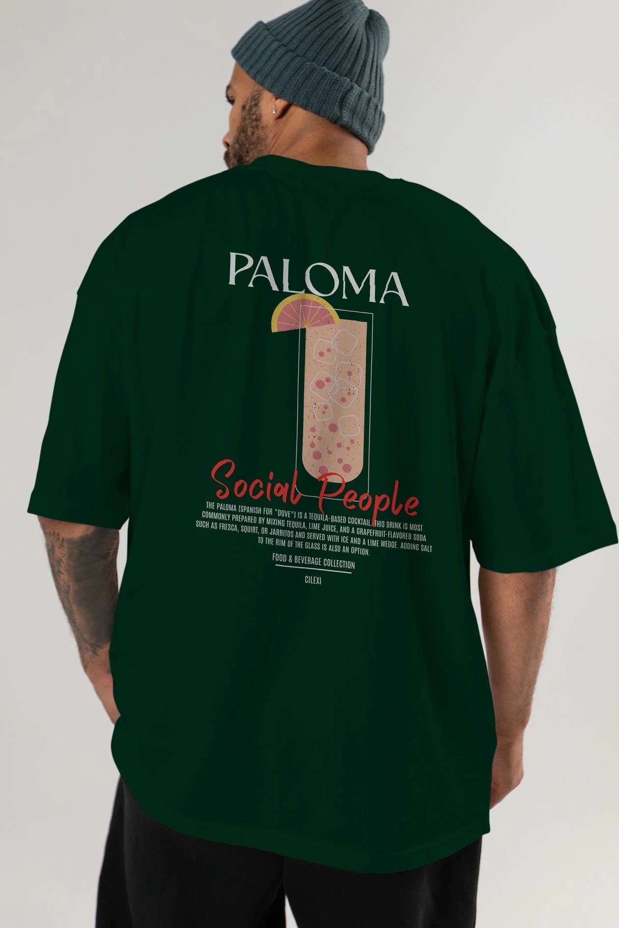 Paloma Kokteyl Serisi Baskılı Oversize t-shirt Erkek Kadın Unisex %100 Pamuk Bisiklet Yaka tişort