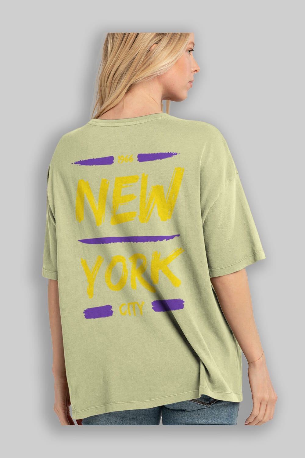 New York City 2 Arka Baskılı Oversize t-shirt Erkek Kadın Unisex