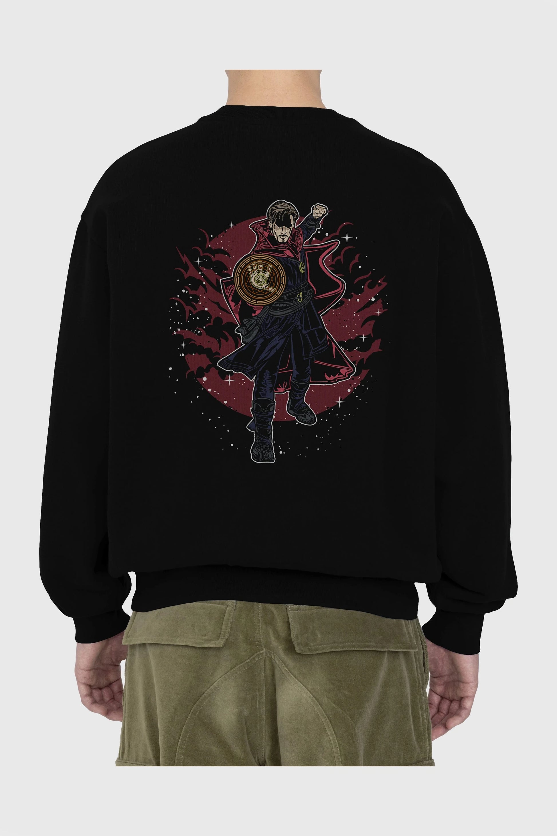 DOCTER STRANGE Arka Baskılı Oversize Sweatshirt Erkek Kadın Unisex