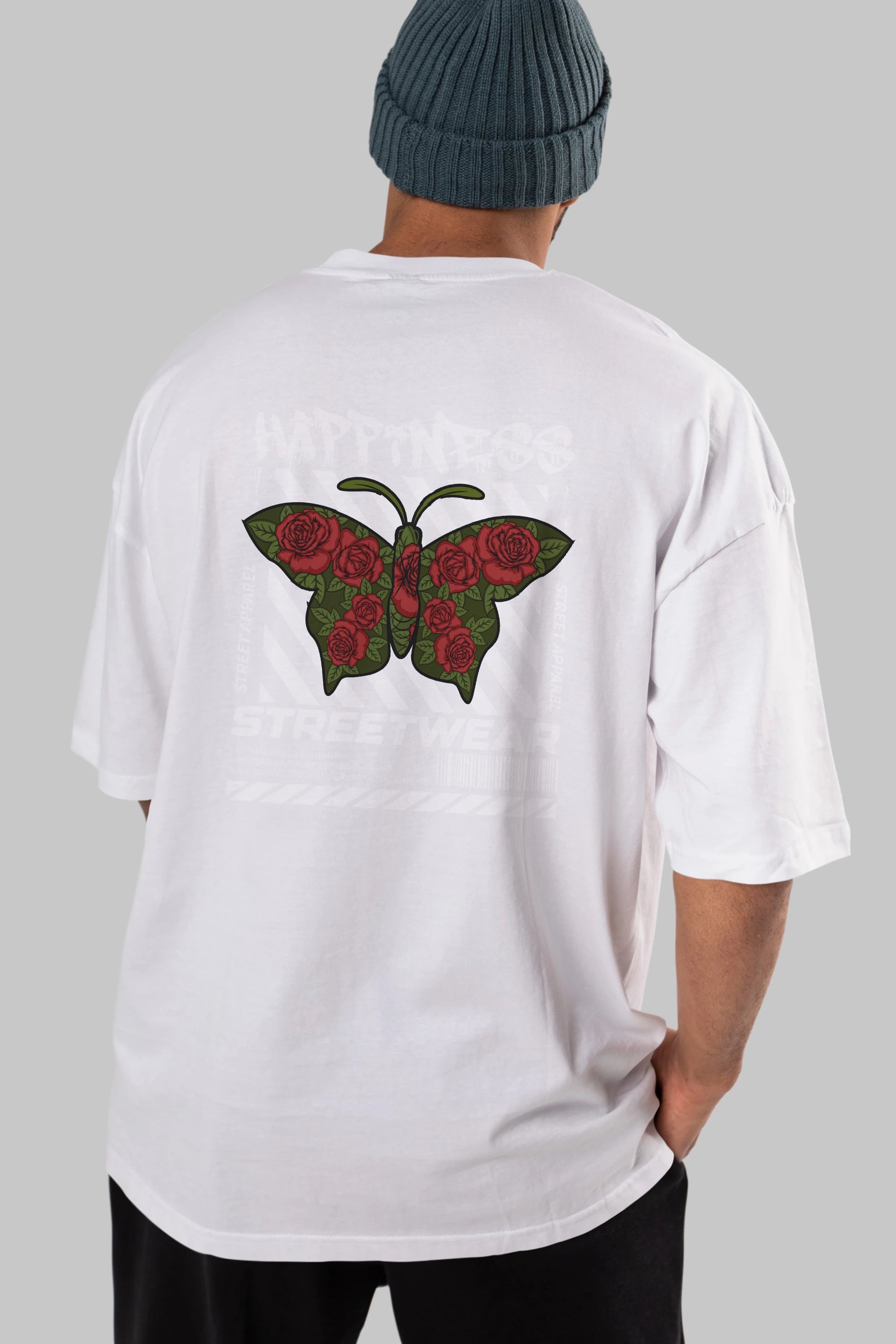 Happiness Streetwear Arka Baskılı Oversize t-shirt Erkek Kadın Unisex