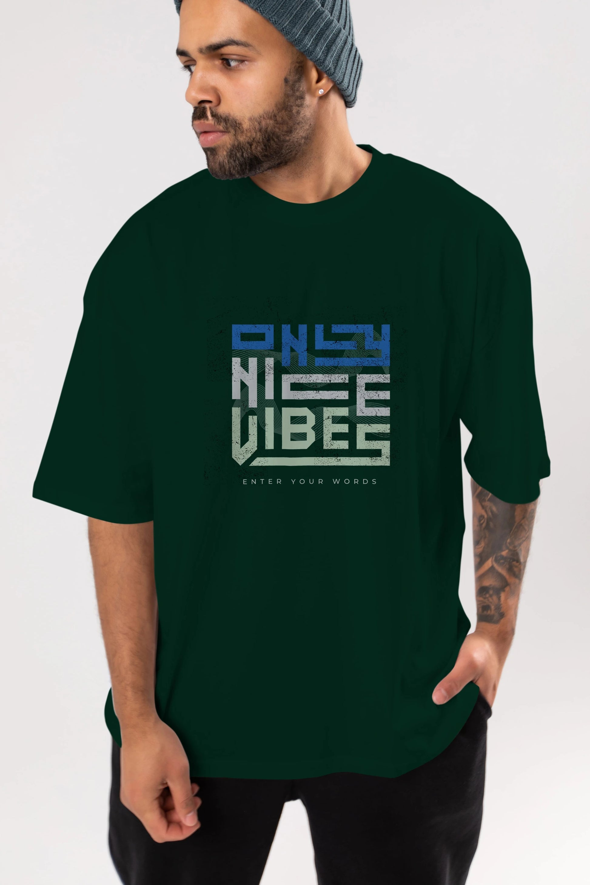 Only Nice Vibes Ön Baskılı Oversize t-shirt Erkek Kadın Unisex